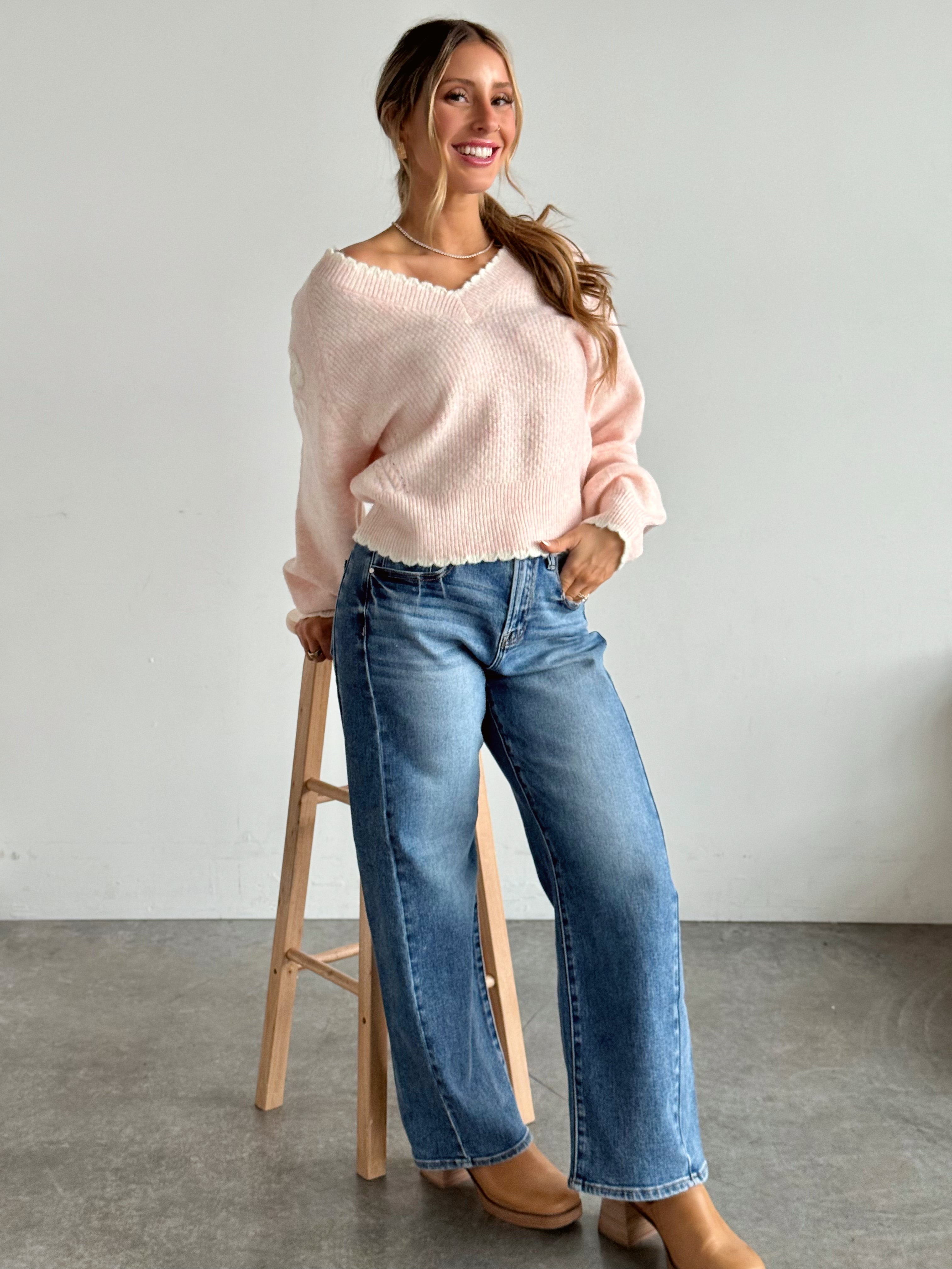 Eloise Sweater - LIGHT PINK - willows clothing SWEATER