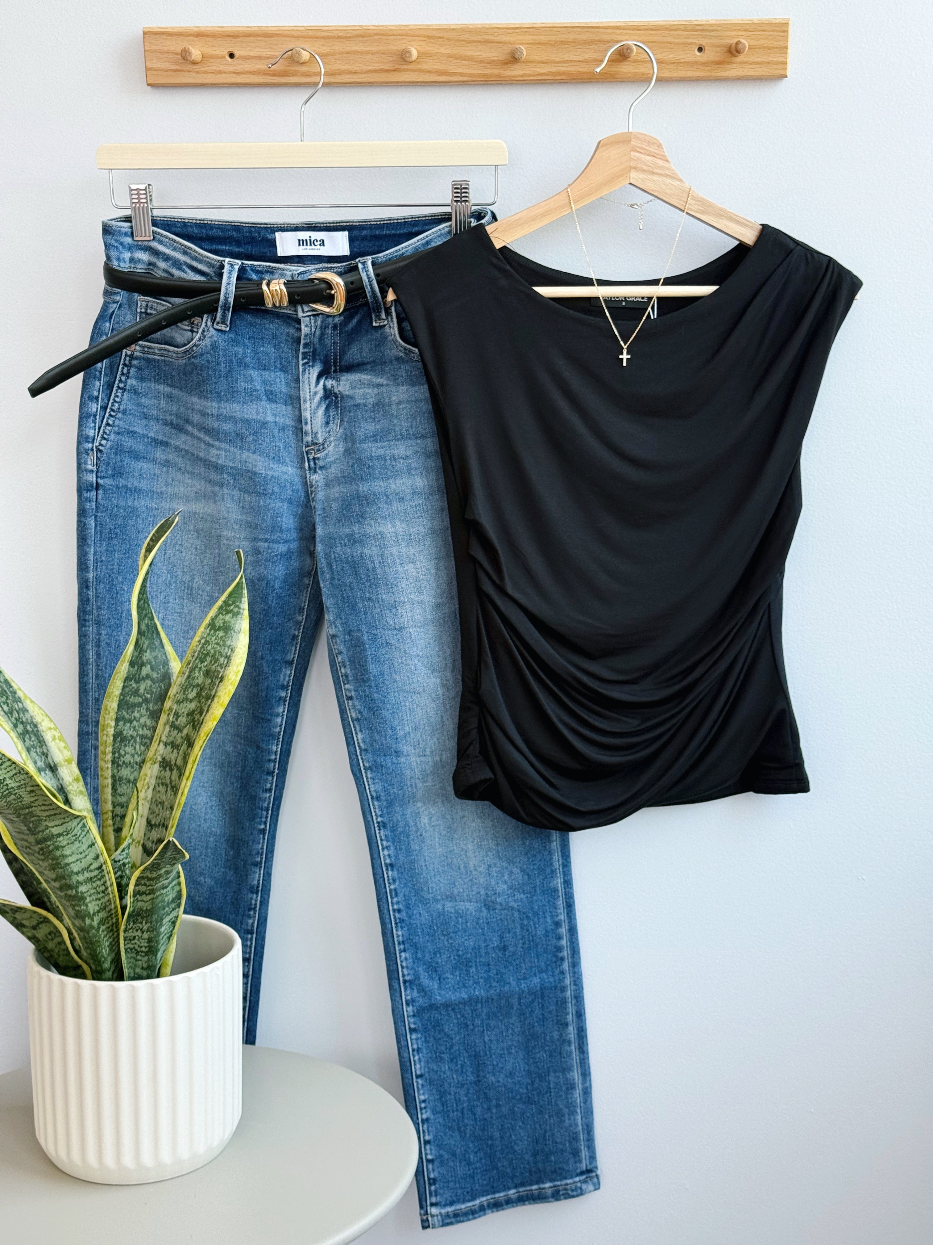 Eloise Top - BLACK - willows clothing S/S SHIRT