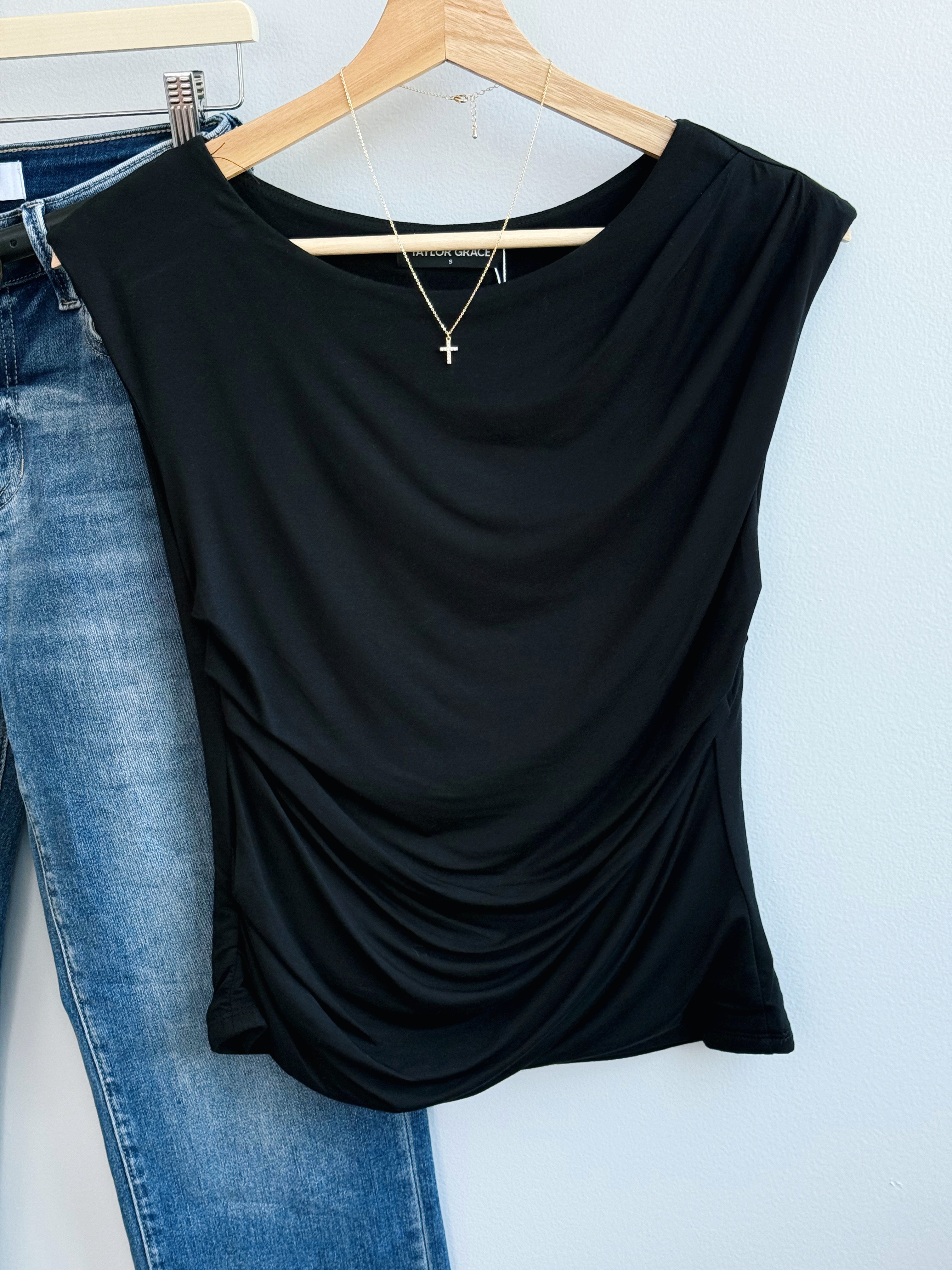 Eloise Top - BLACK - willows clothing S/S SHIRT