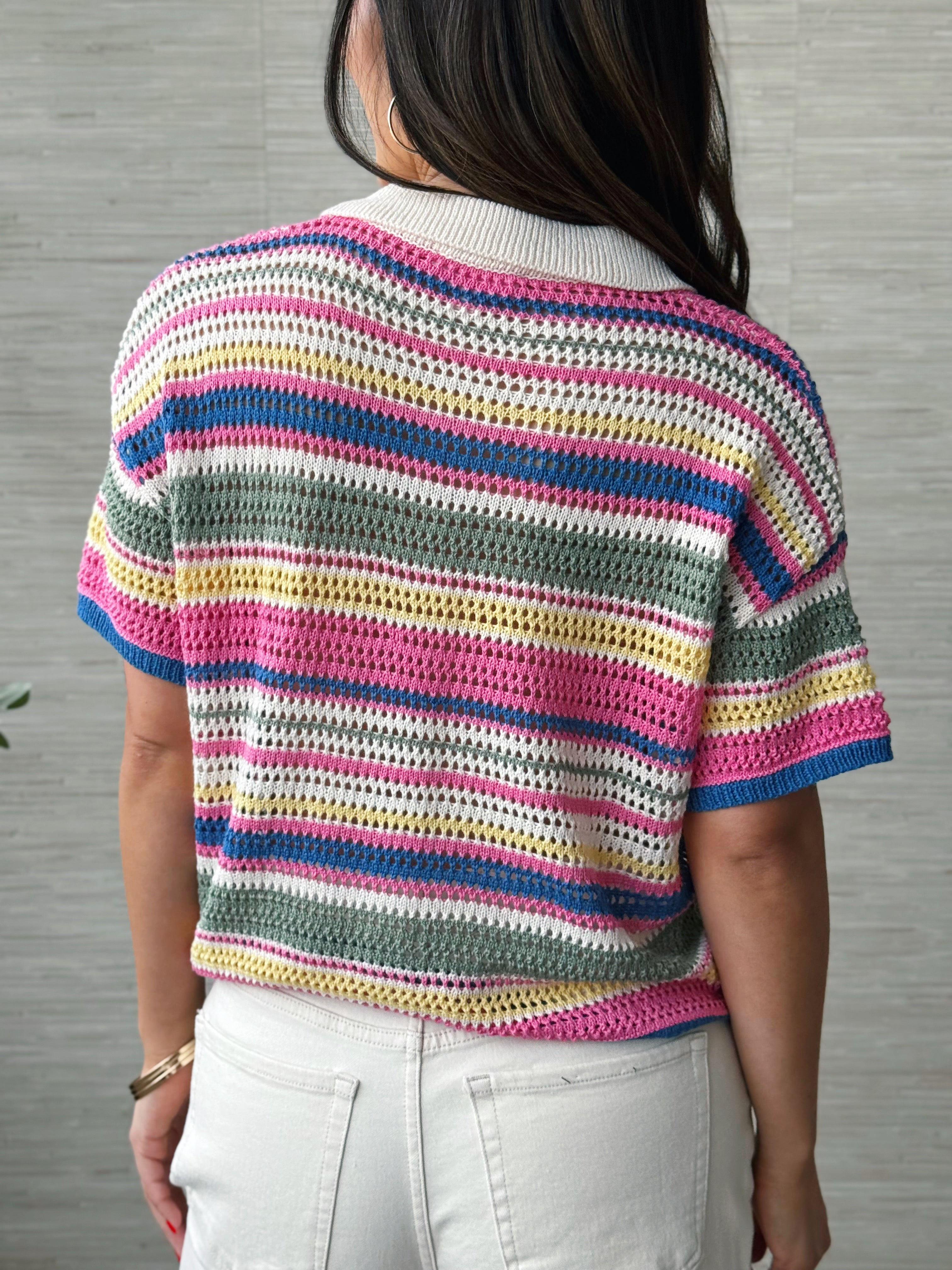 Elora Cardigan - CREAM/MULTI STRIPE - willows clothing Cardigan