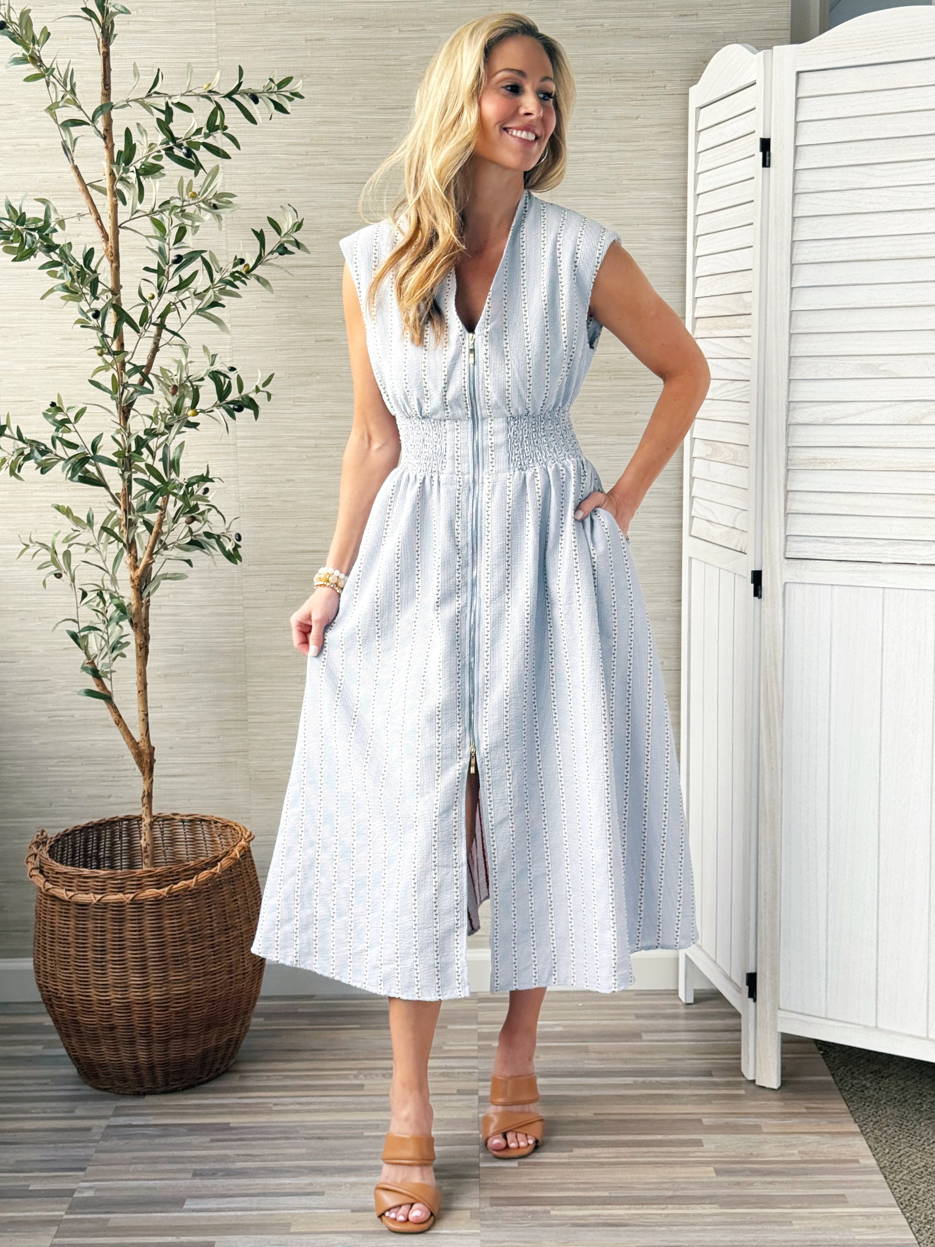 Emilia Dress - BLUE - willows clothing MIDI DRESS