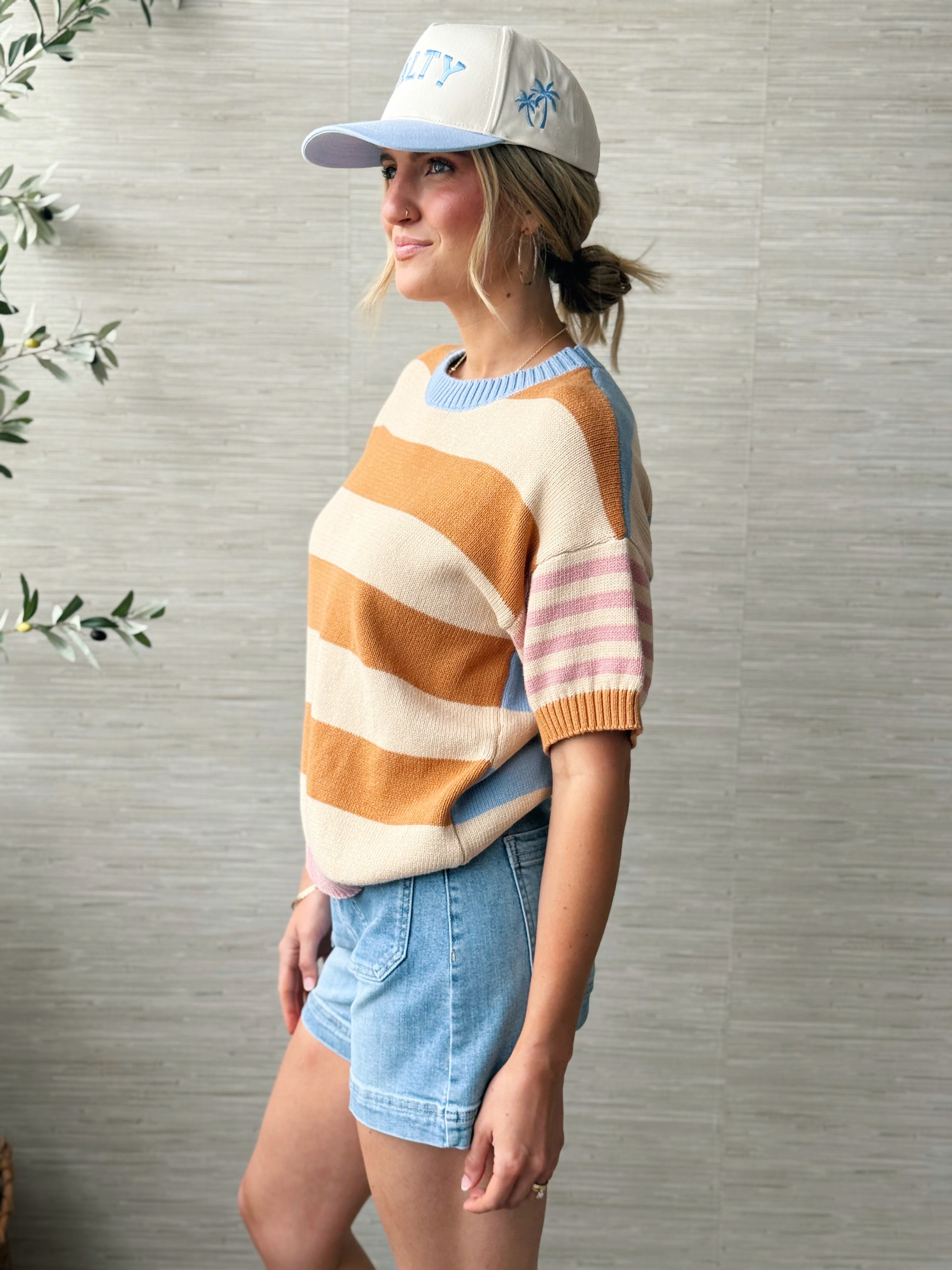 Erica Sweater - AMBER OCHRE/PINK - willows clothing SWEATER