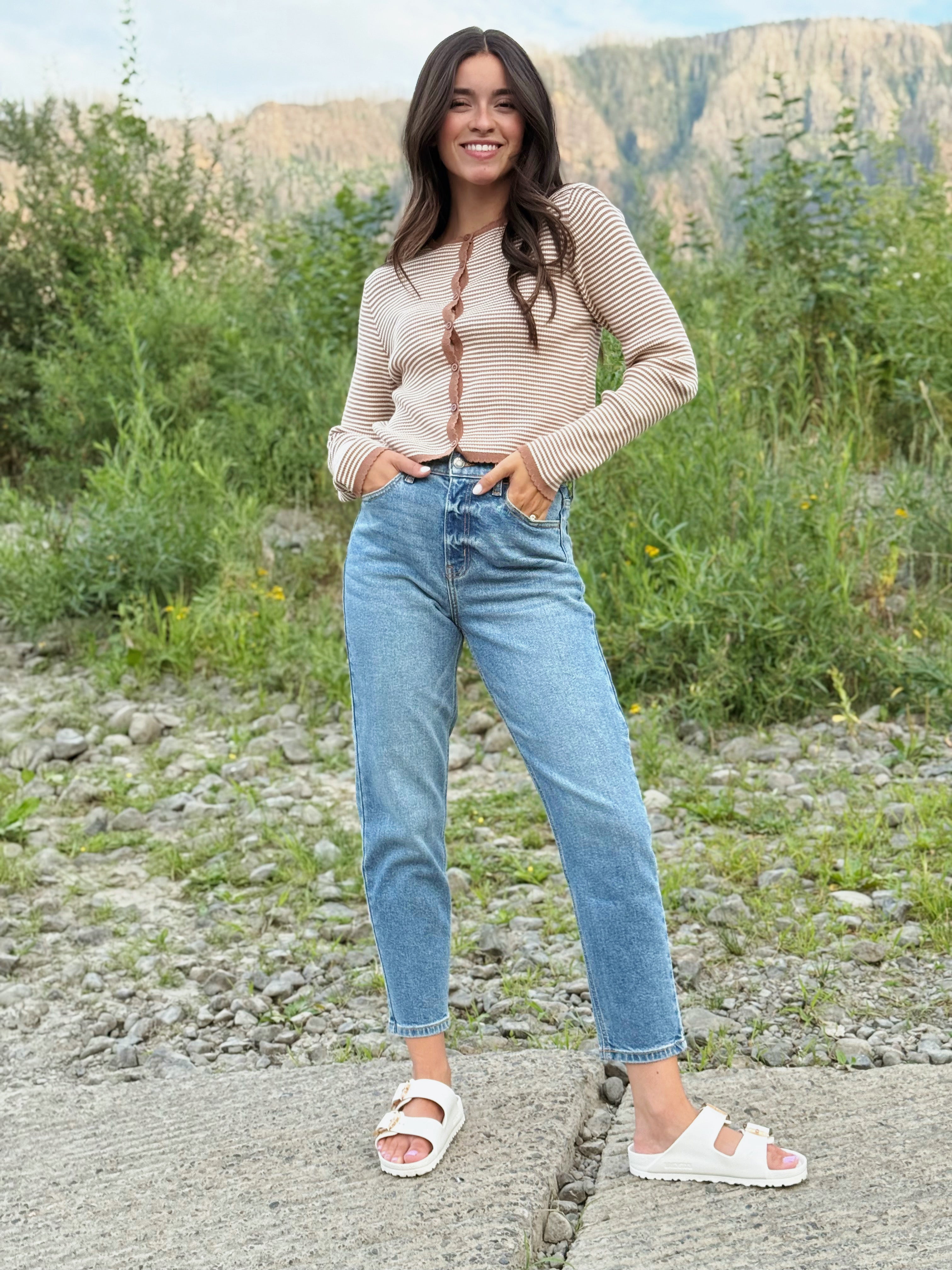 Erin Cardigan - MOCHA/CREAM - willows clothing Cardigan