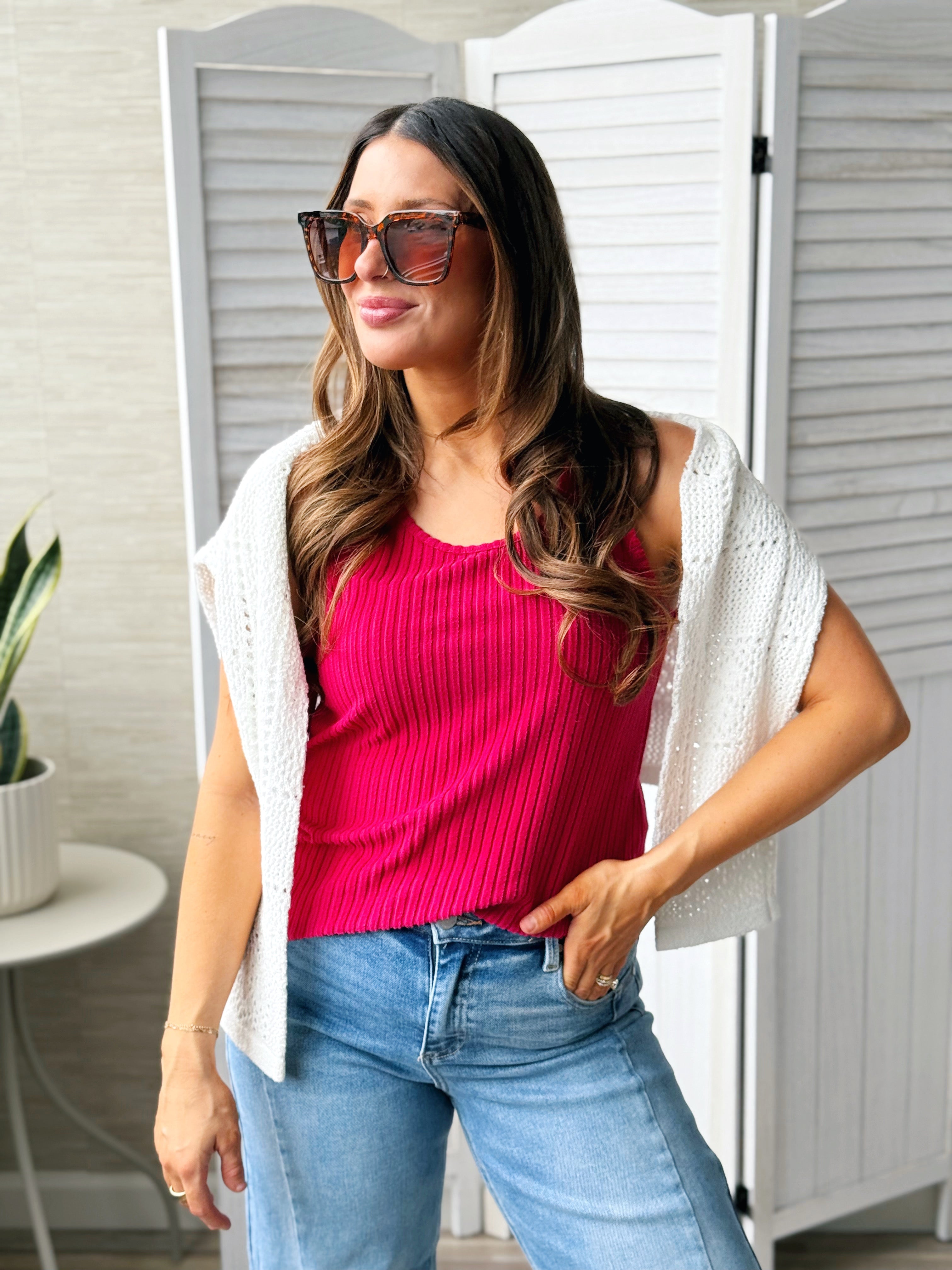 Essie Tank - PLUM PINK - willows clothing TANKS