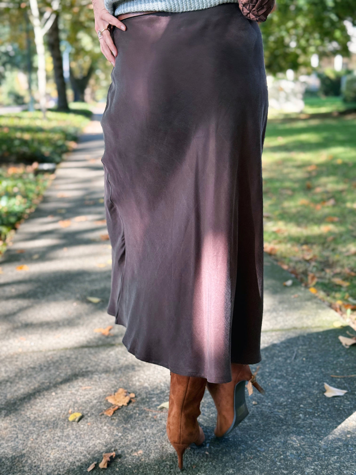 Etta Skirt - DARK CHOCO - willows clothing MIDI SKIRT