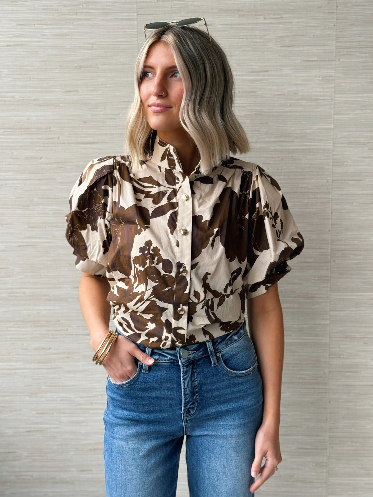 Fall Flowers Blouse - BROWN - willows clothing BLOUSE