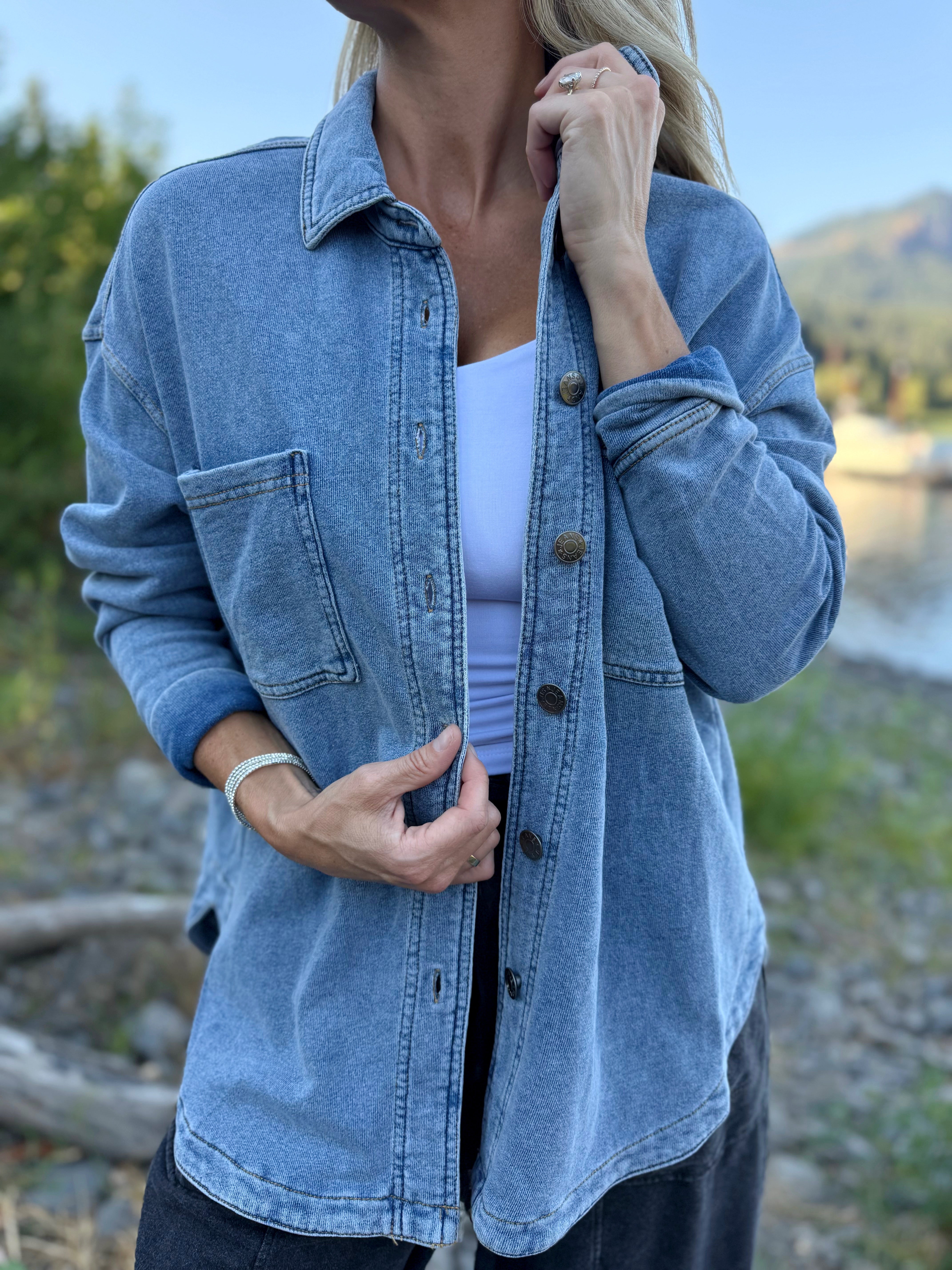 Fall Hug Shacket - DENIM - willows clothing DENIM JACKET