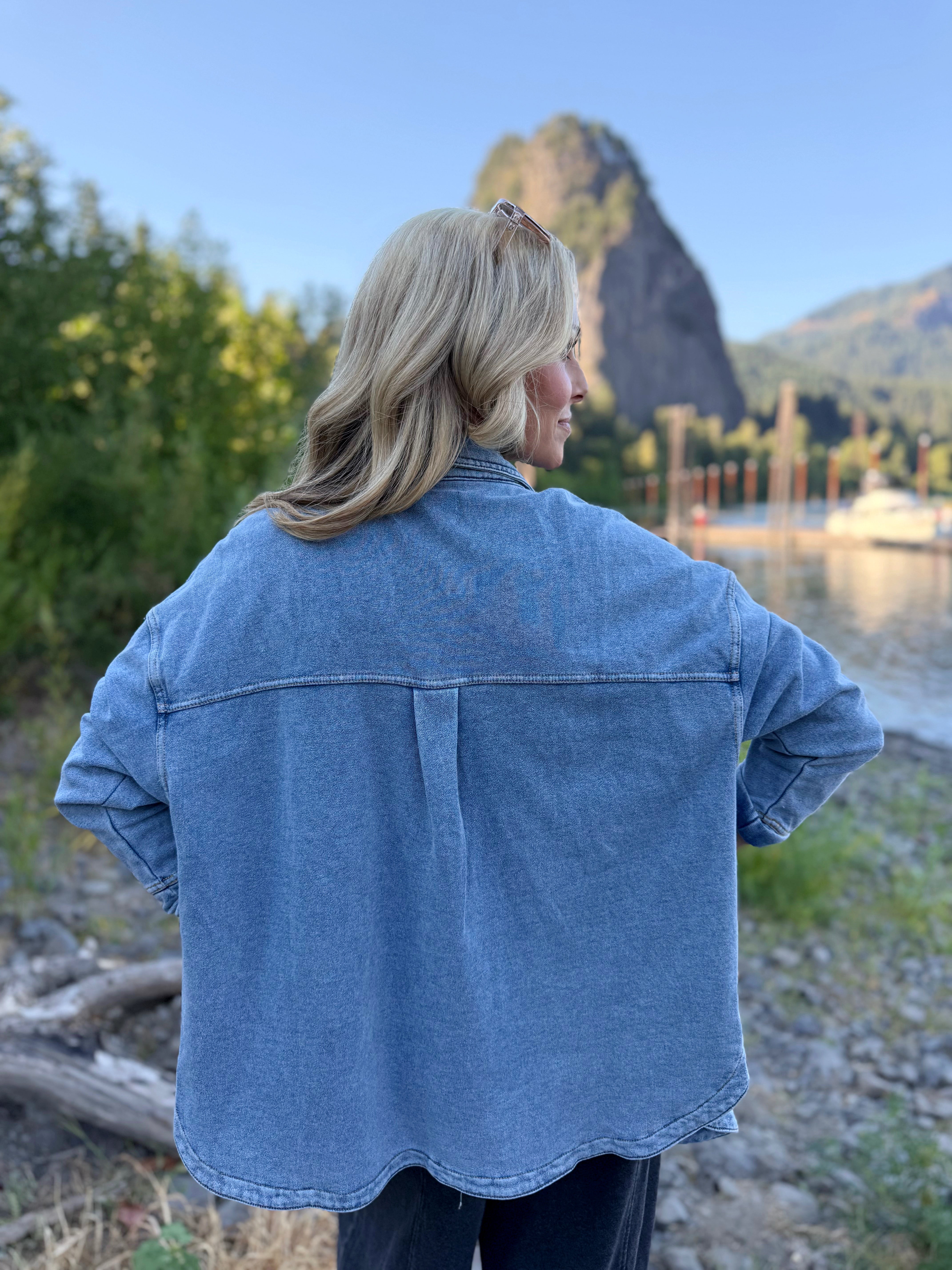 Fall Hug Shacket - DENIM - willows clothing DENIM JACKET