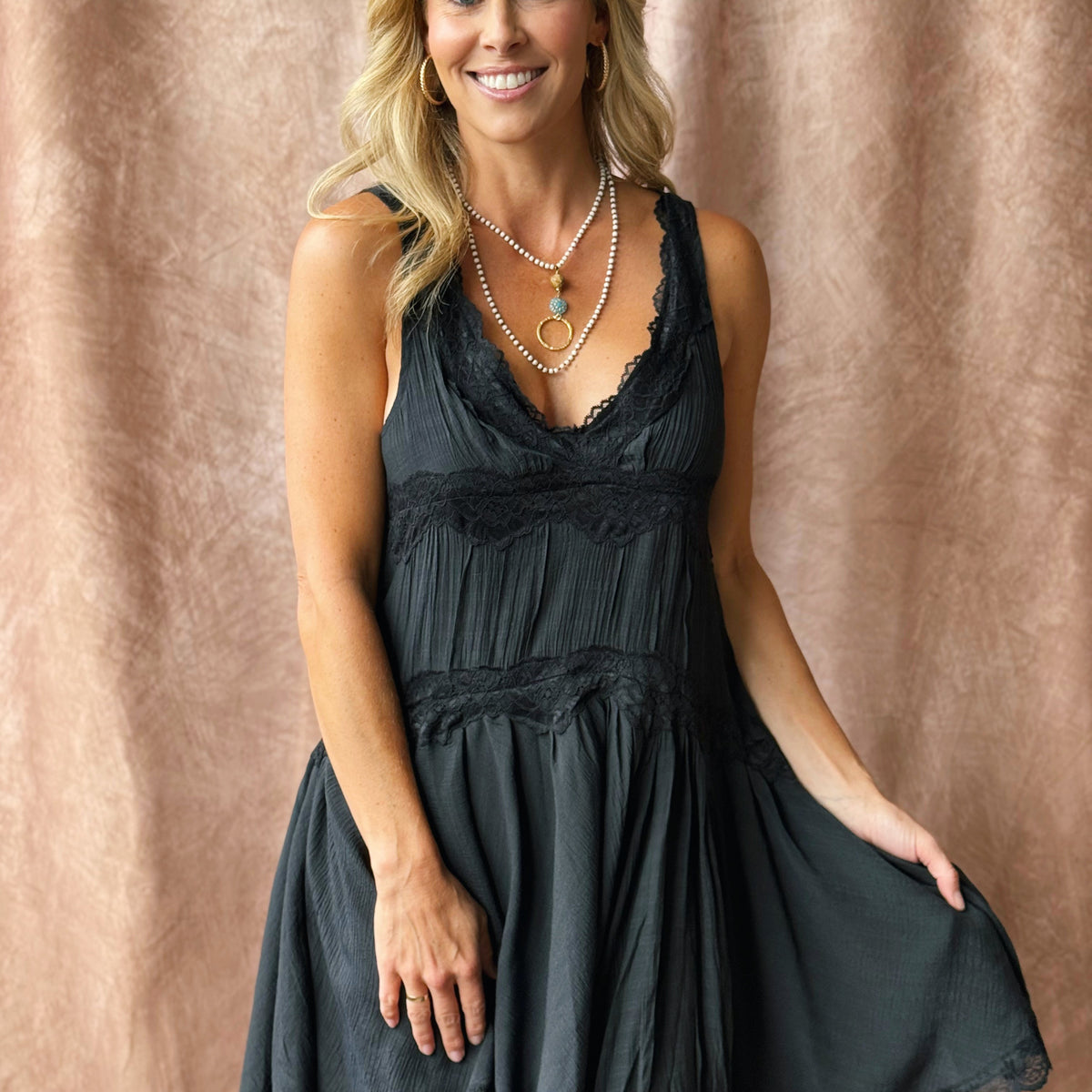 cool foliage black mini dress Fallen Leaves Midi dress