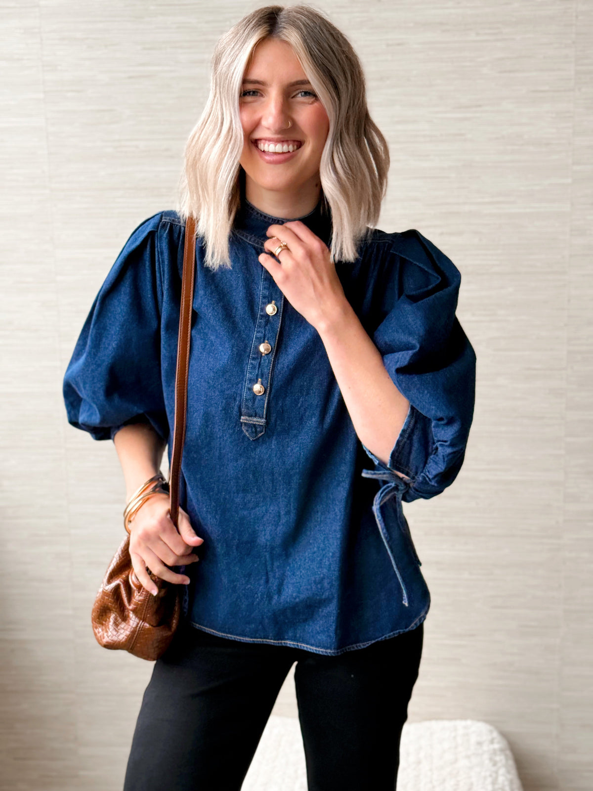 Falling Slowly Blouse - DARK DENIM - willows clothing BLOUSE