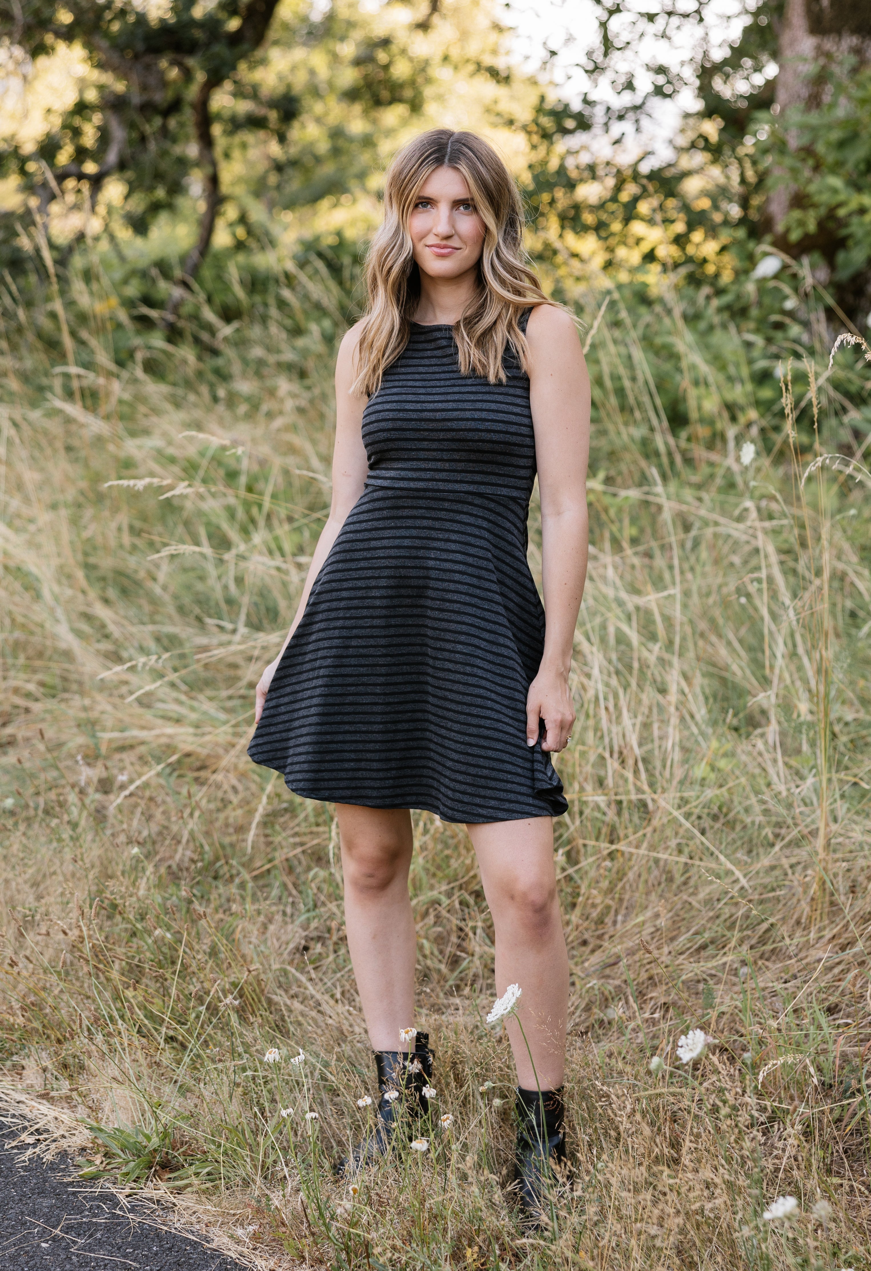 Farewell Dress - BLACK/GREY - willows clothing SHORT DRESS