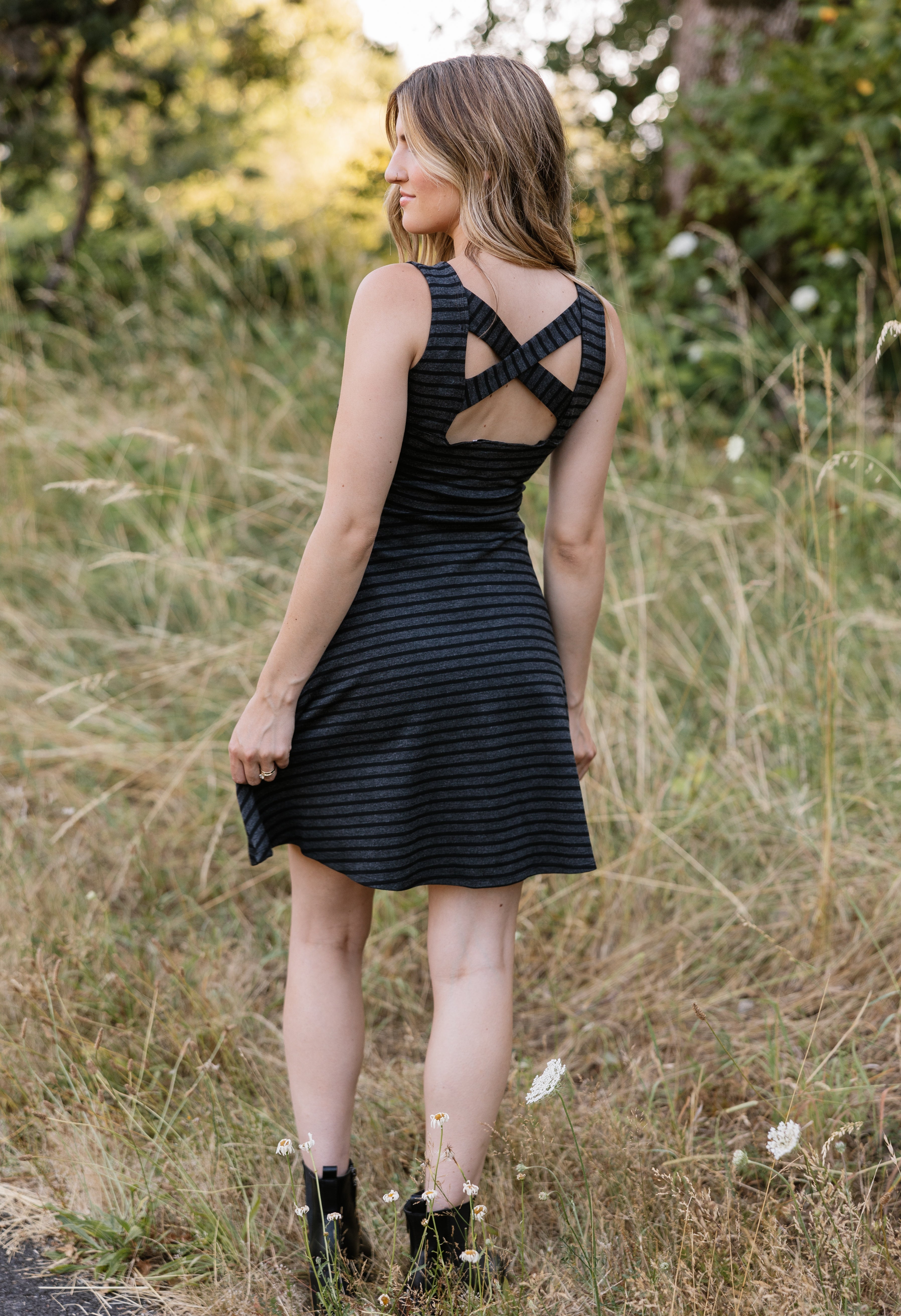 Farewell Dress - BLACK/GREY - willows clothing SHORT DRESS