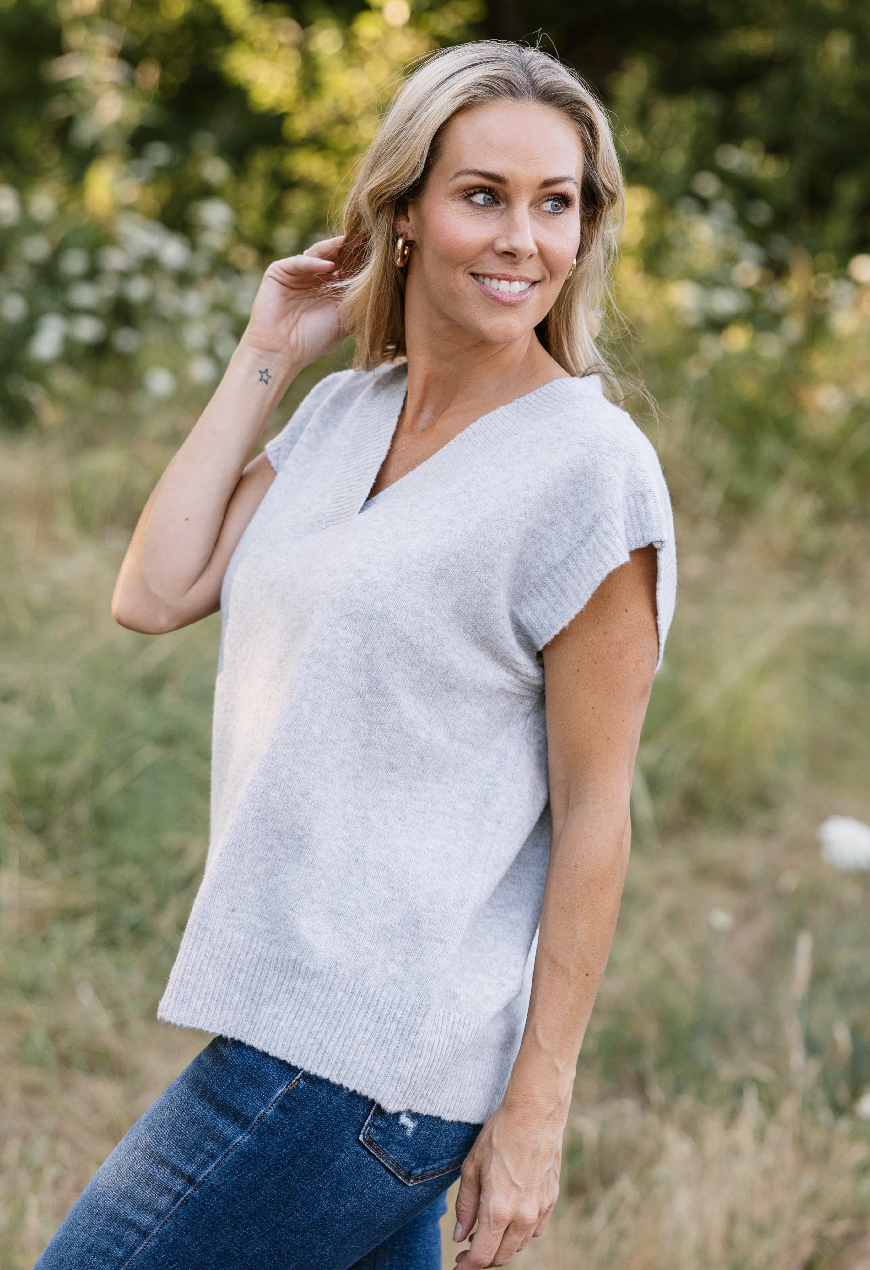 Fauna Sweater Vest - HEATHER GREY - willows clothing VEST