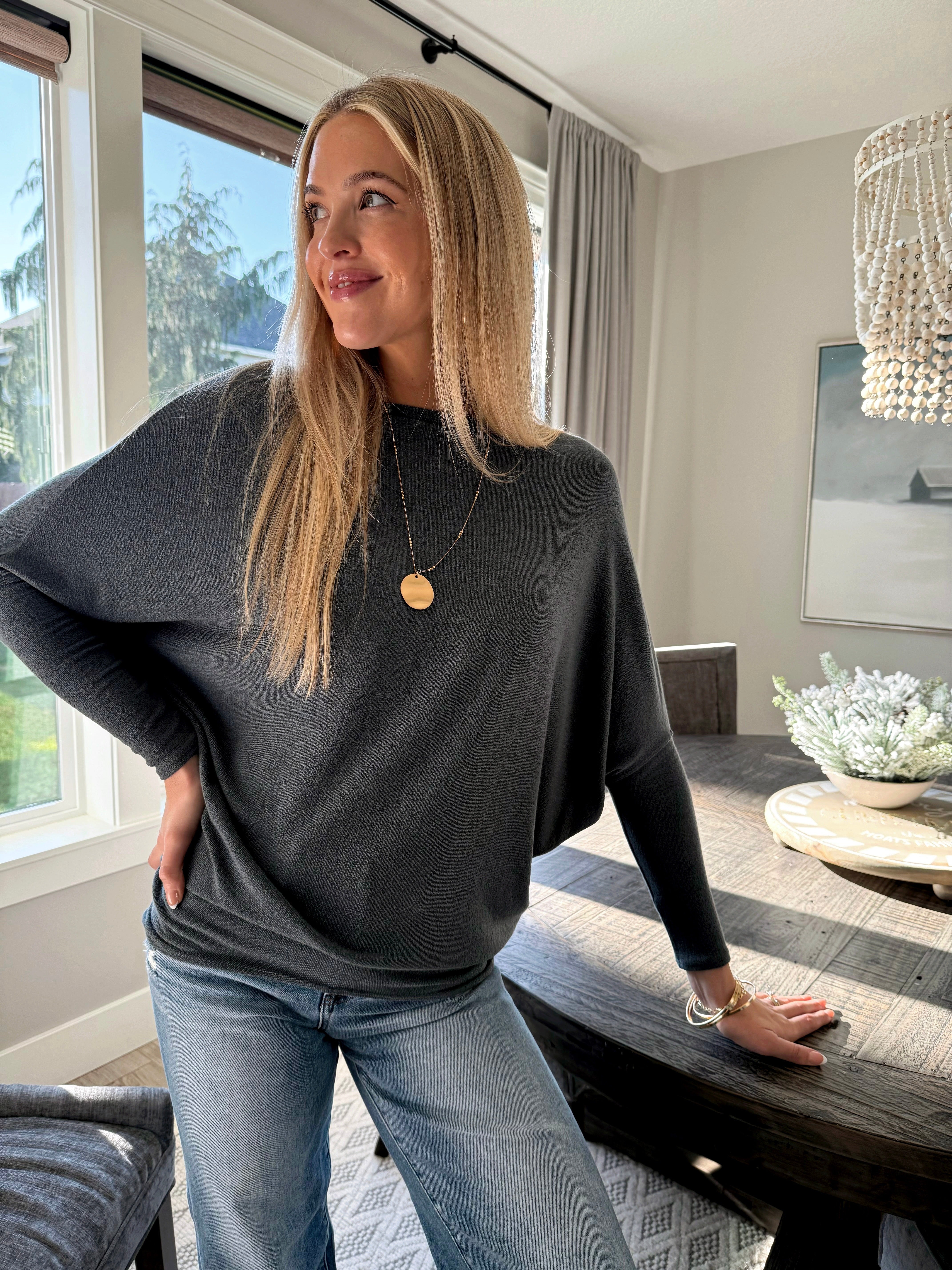 Favorite Comfy Tunic - ASH GREY - willows clothing L/S Shirt