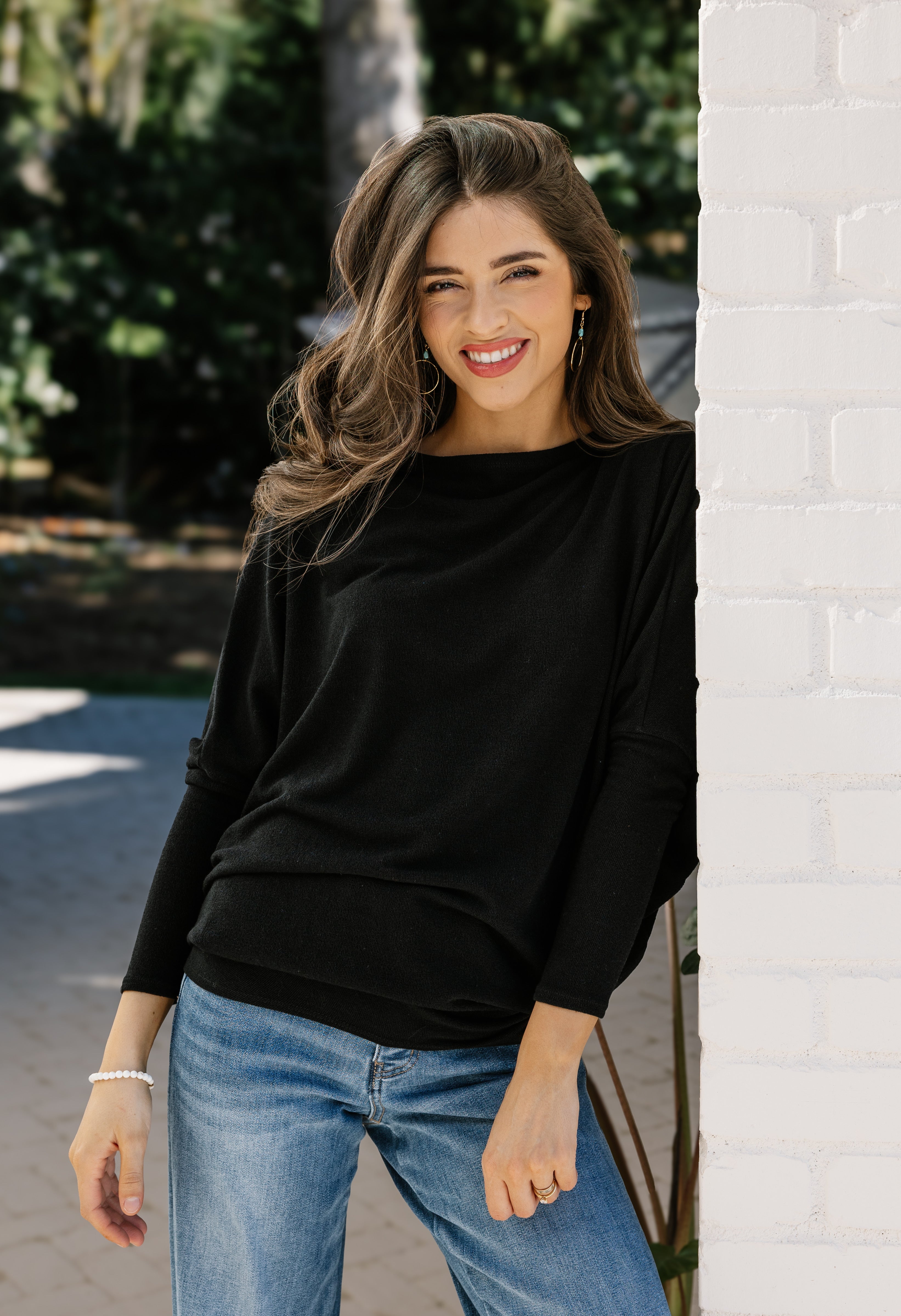 Favorite Comfy Tunic - BLACK - willows clothing L/S Shirt