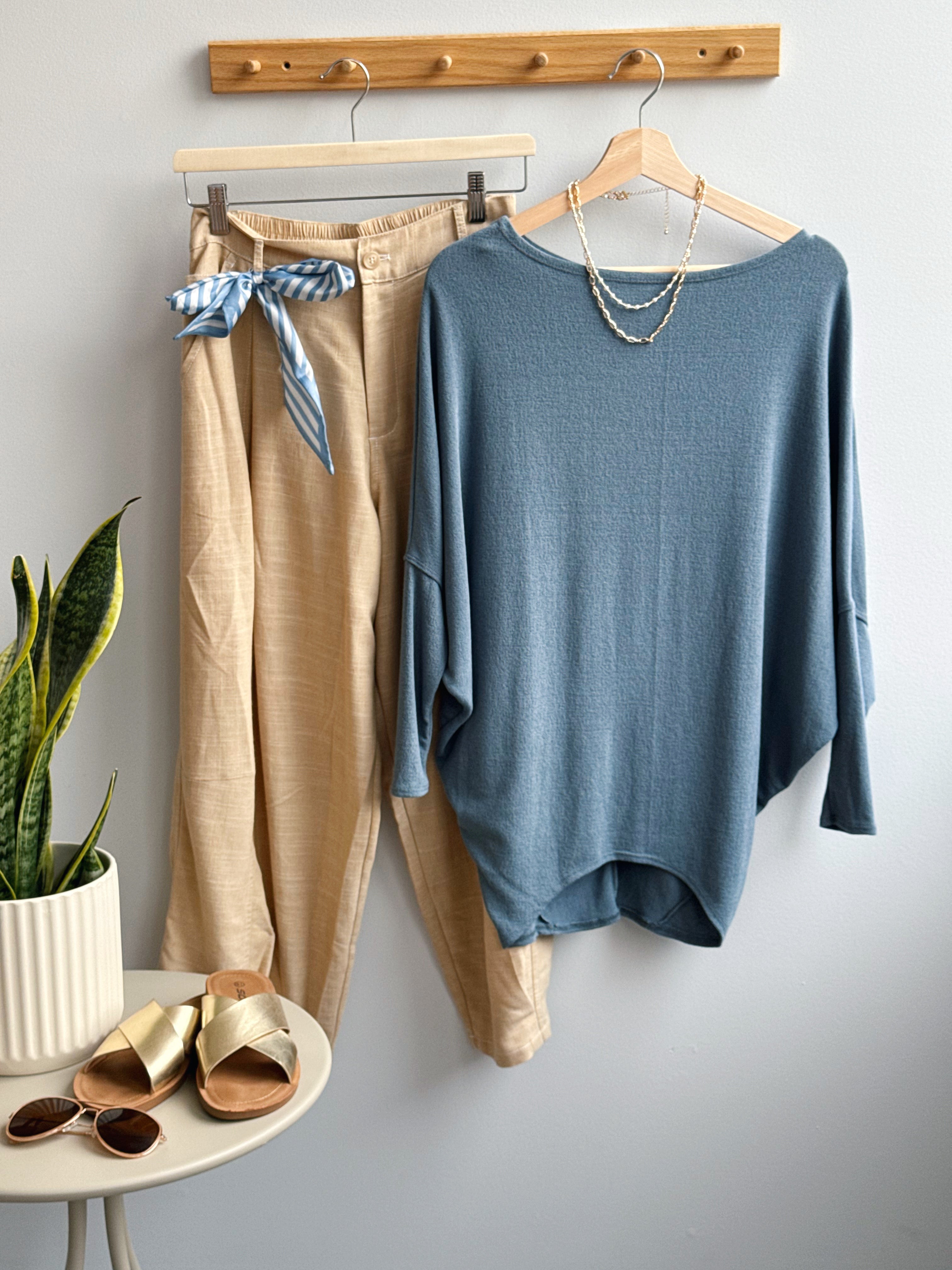 Favorite Comfy Tunic - BLUE GREY - willows clothing L/S SHIRT