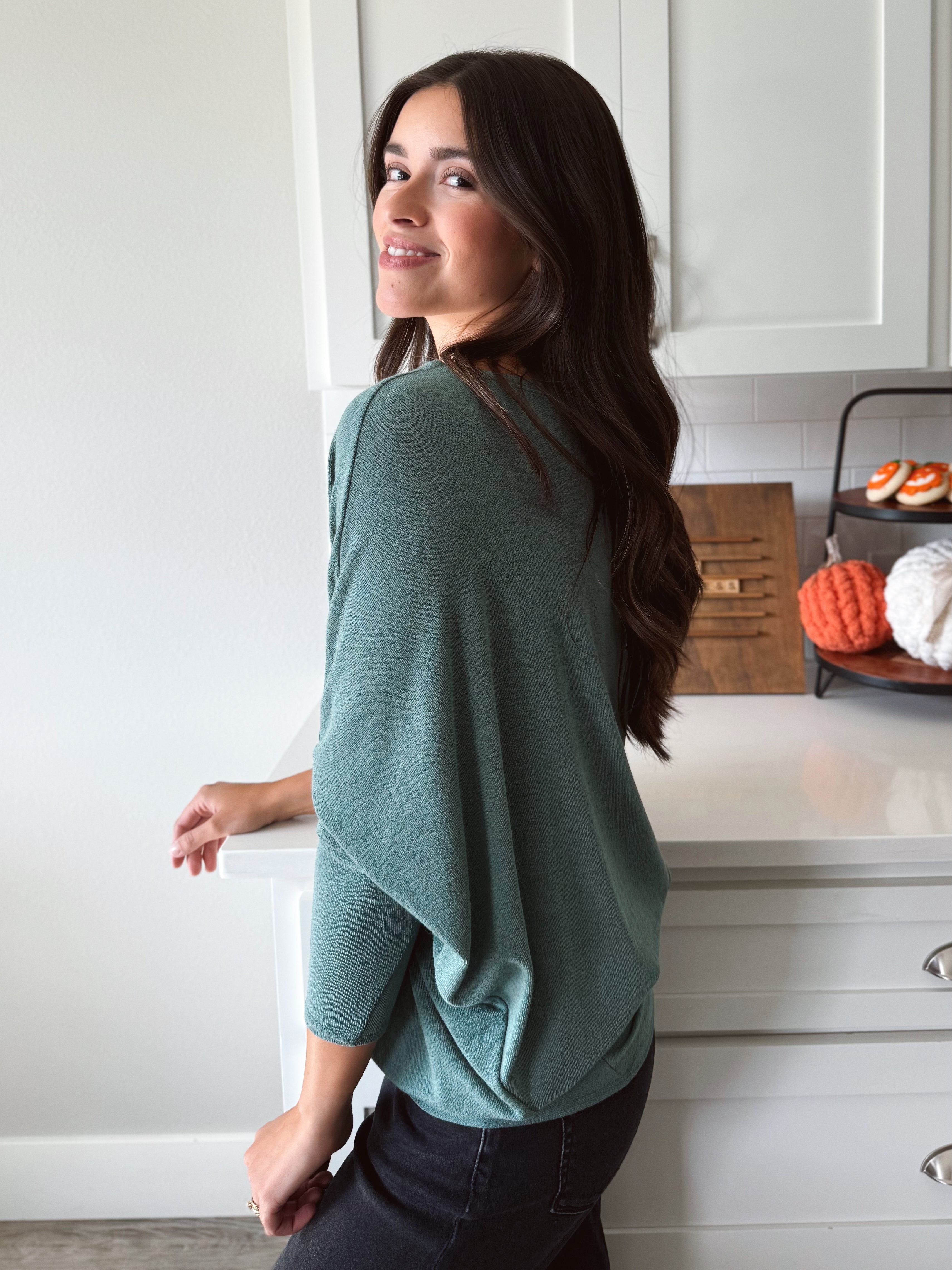 Favorite Comfy Tunic - DARK SAGE - willows clothing L/S Shirt