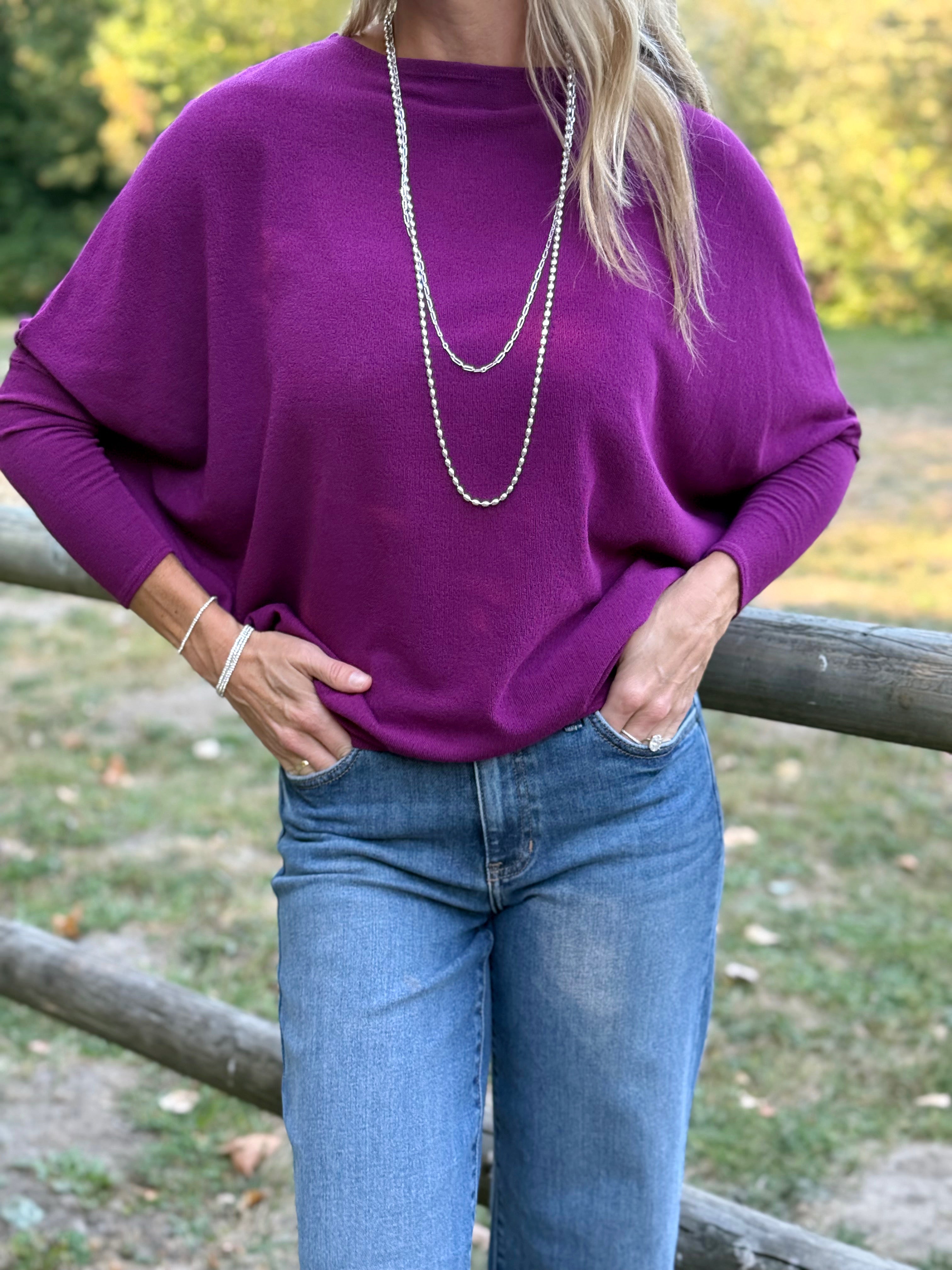 Favorite Comfy Tunic - DEEP RASPBERRY - willows clothing L/S SHIRT