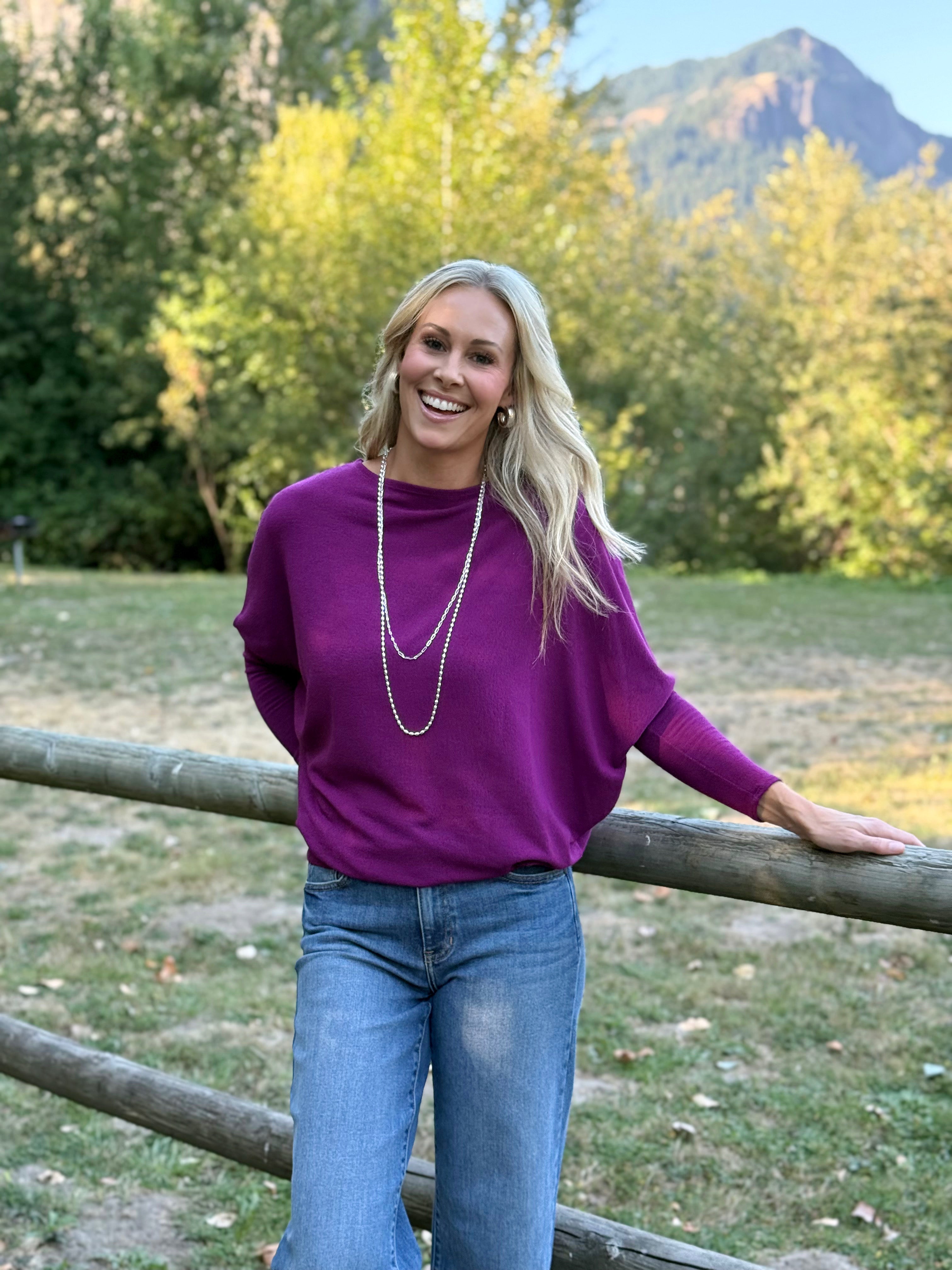 Favorite Comfy Tunic - DEEP RASPBERRY - willows clothing L/S SHIRT