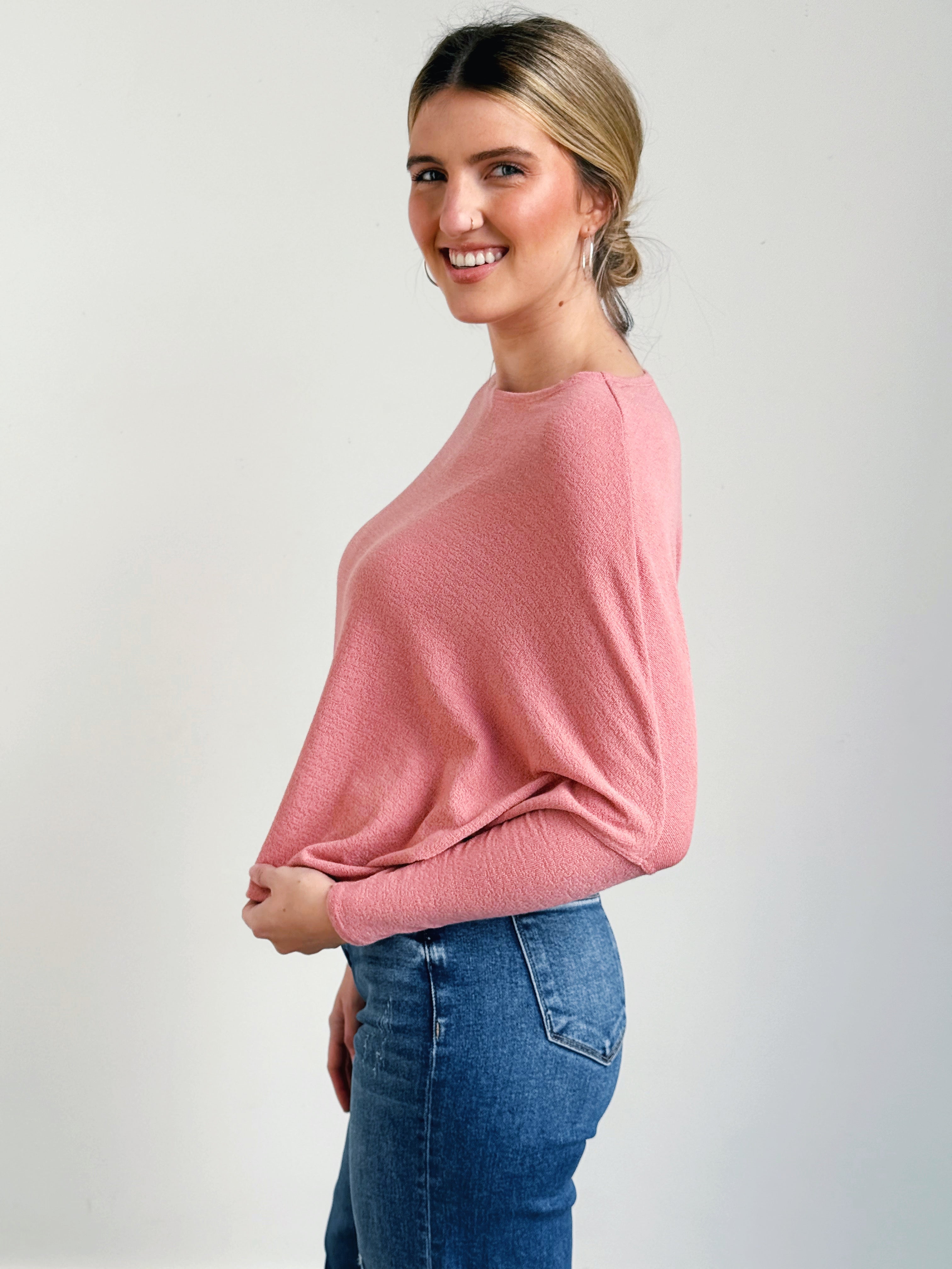 Favorite Comfy Tunic - DUSTY ROSE - willows clothing L/S SHIRT