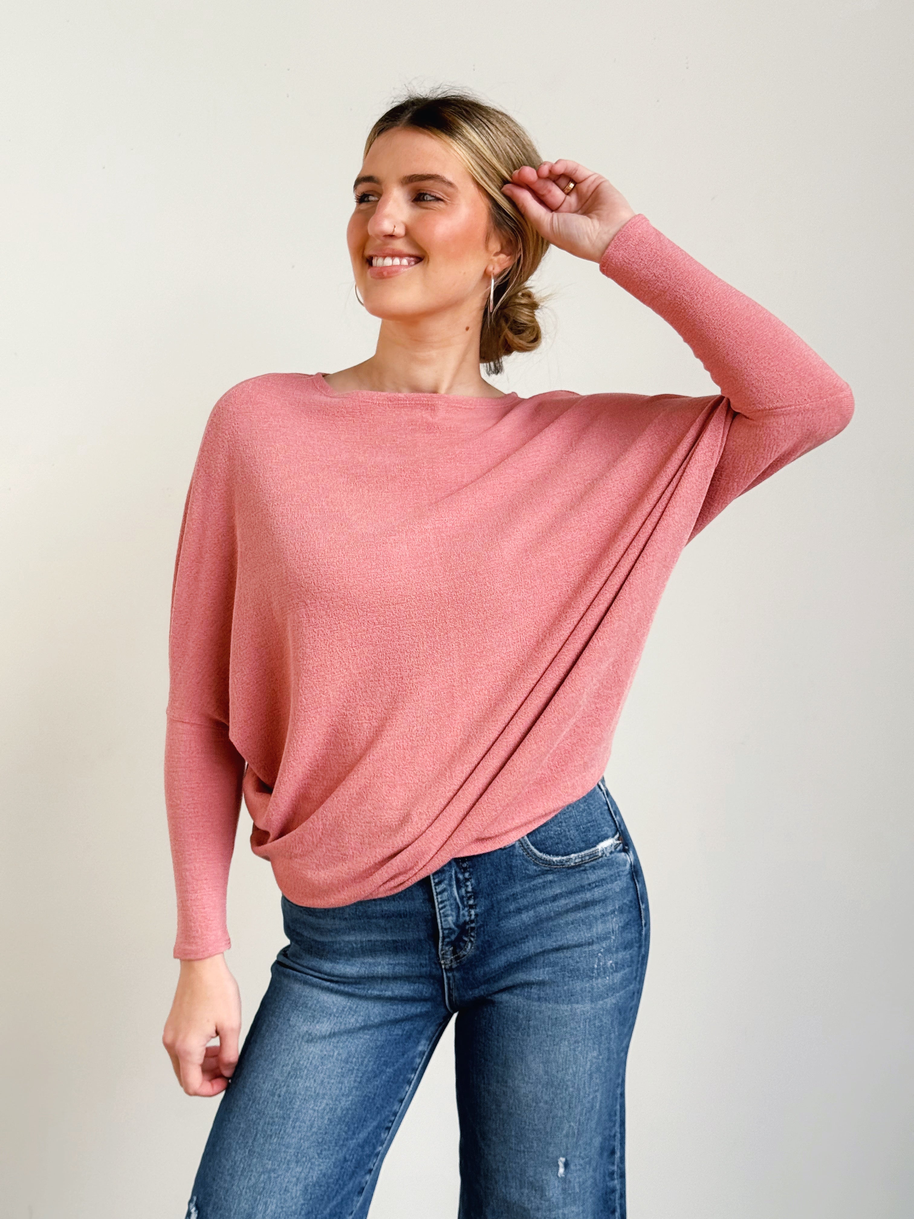 Favorite Comfy Tunic - DUSTY ROSE - willows clothing L/S SHIRT