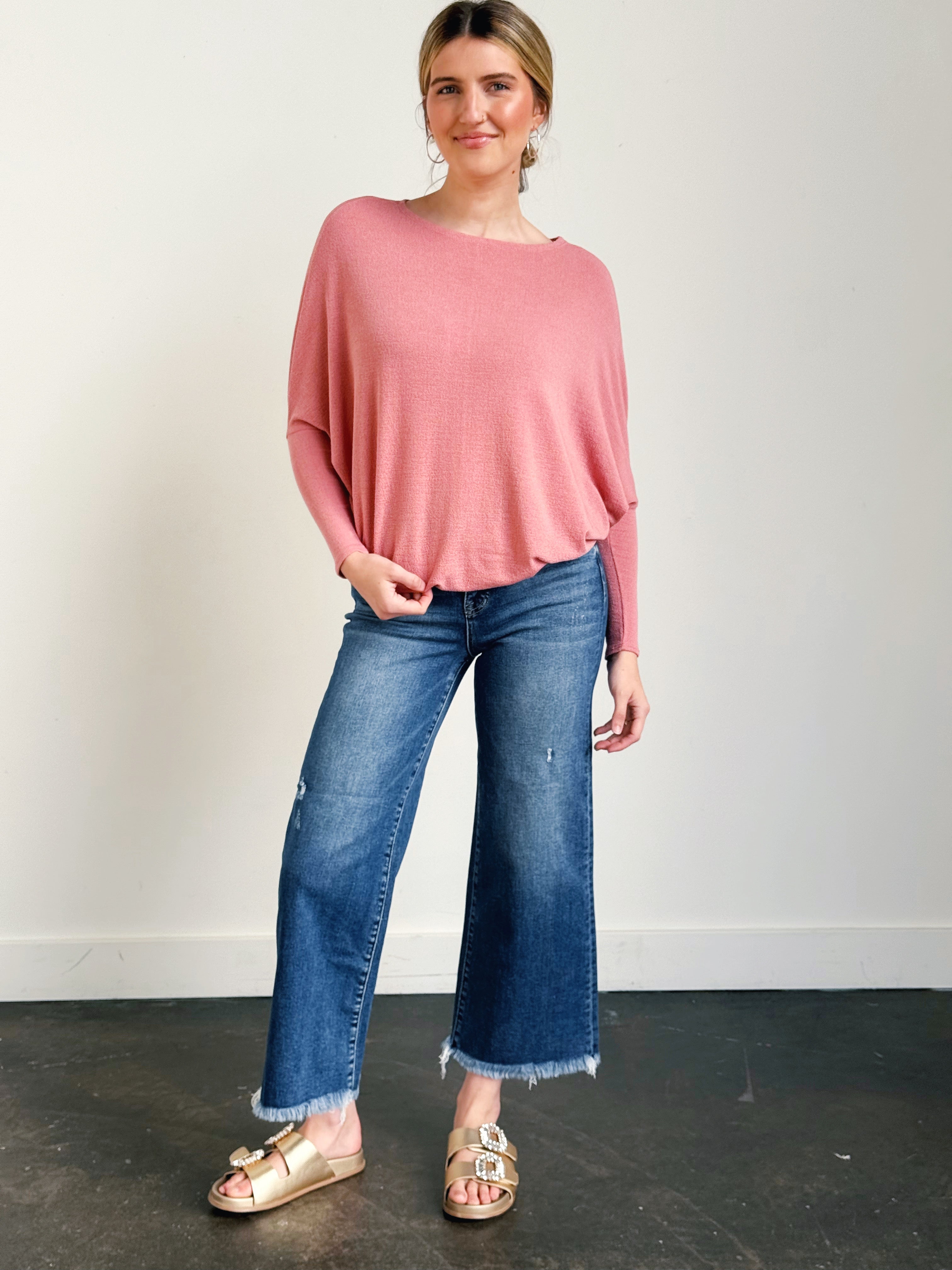 Favorite Comfy Tunic - DUSTY ROSE - willows clothing L/S SHIRT