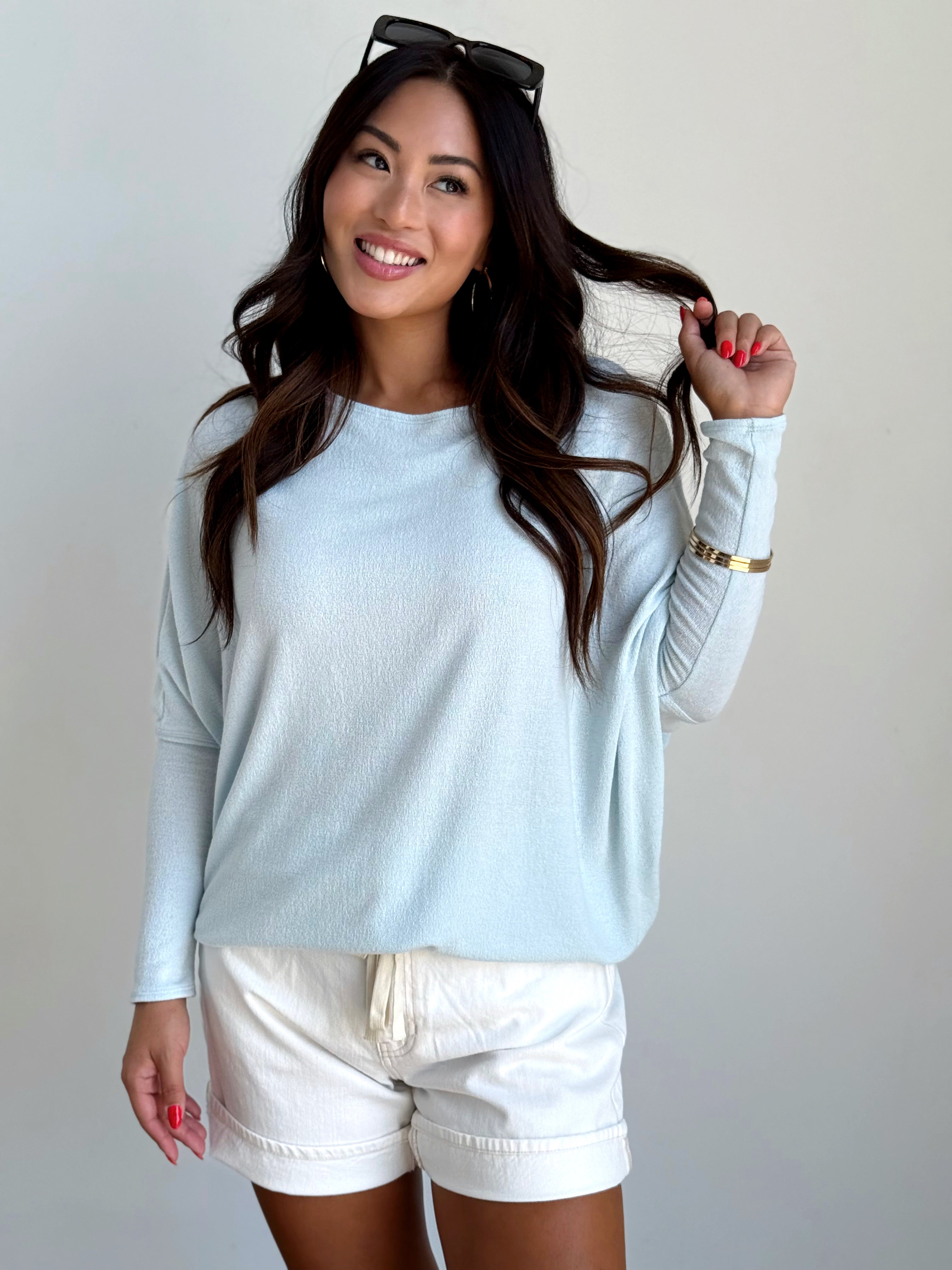 Favorite Comfy Tunic - ICE WATER - willows clothing L/S SHIRT