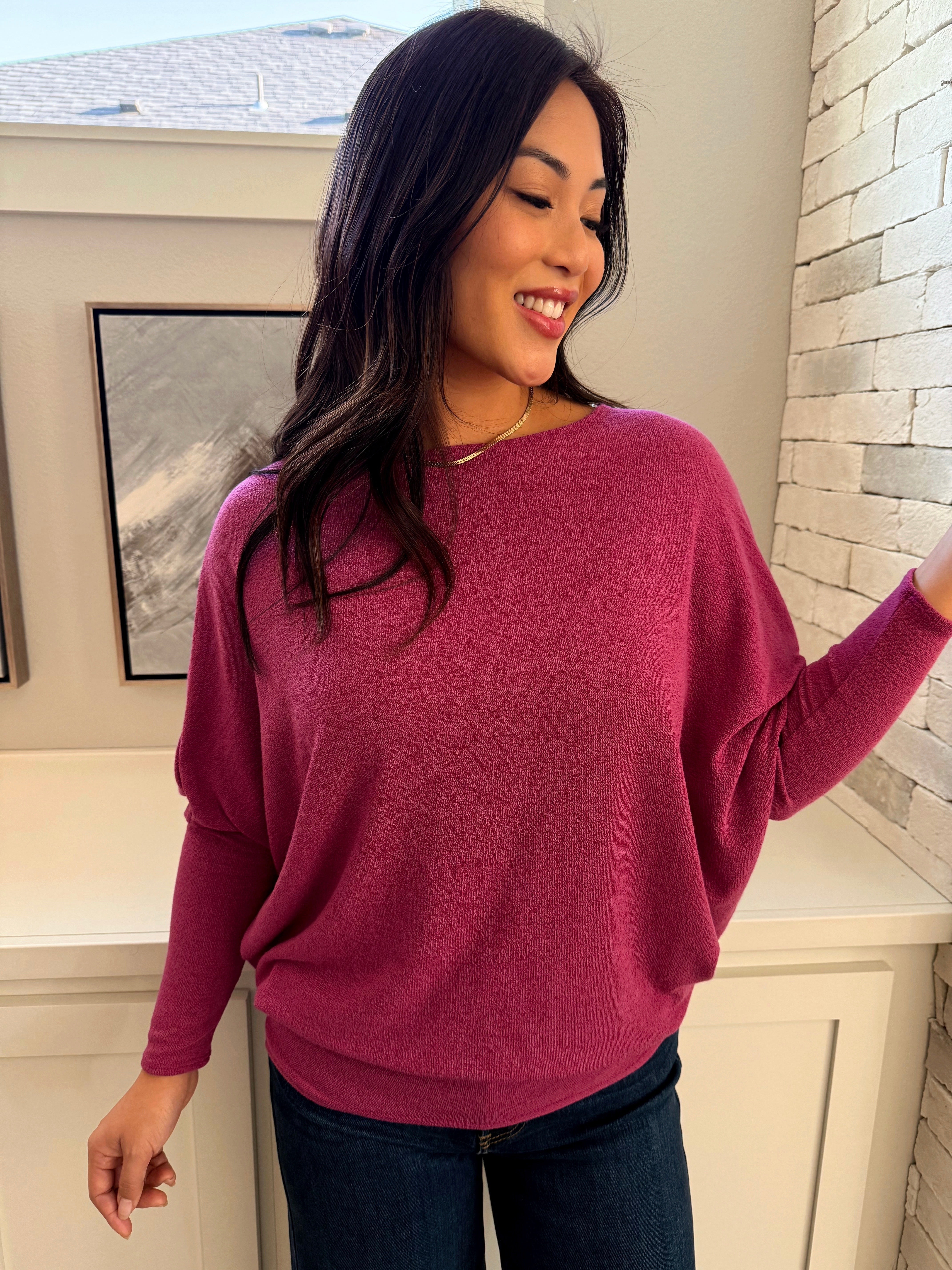 Favorite Comfy Tunic - MAGENTA - willows clothing L/S Shirt