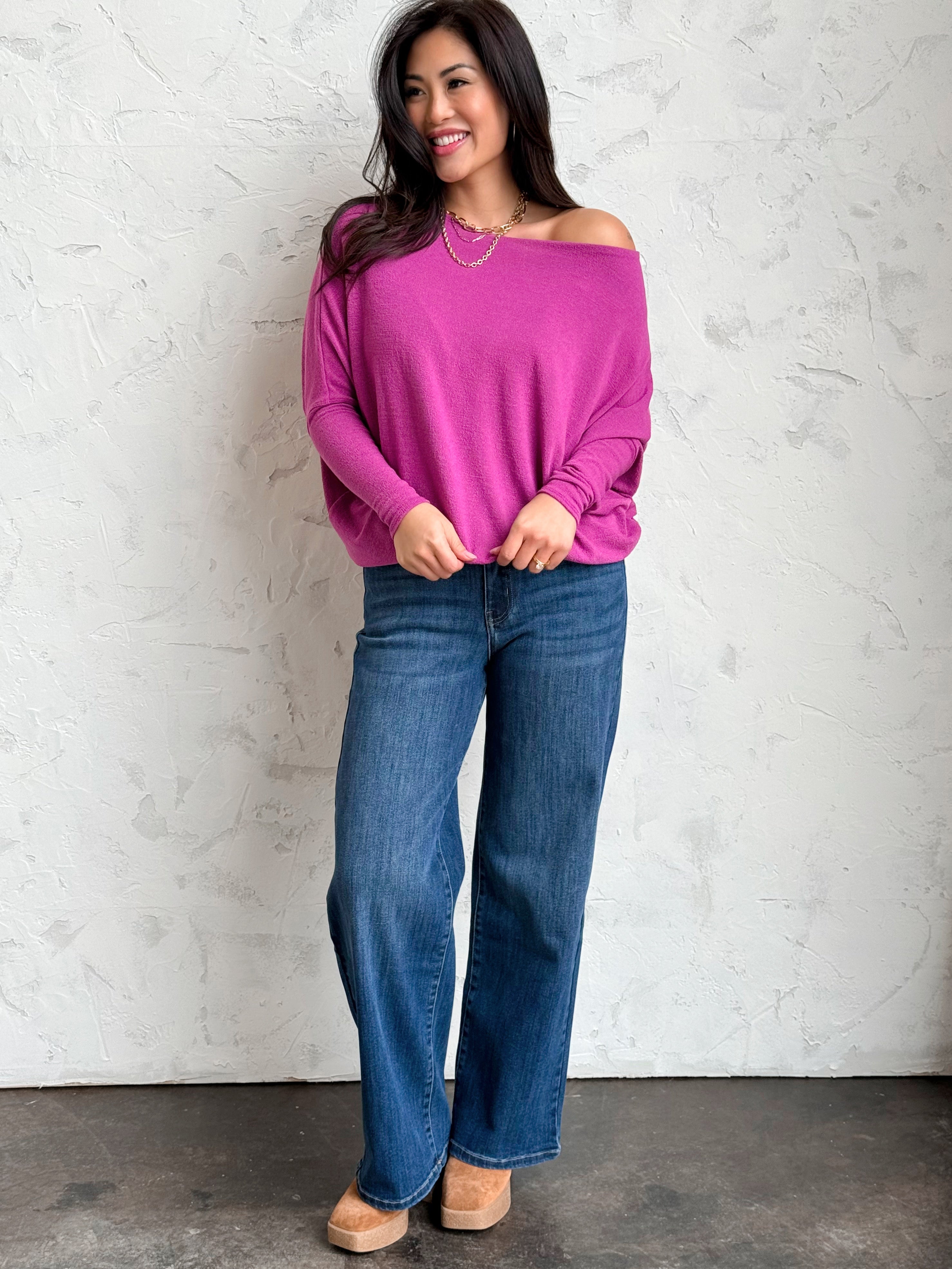 Favorite Comfy Tunic - MAGENTA - willows clothing L/S Shirt