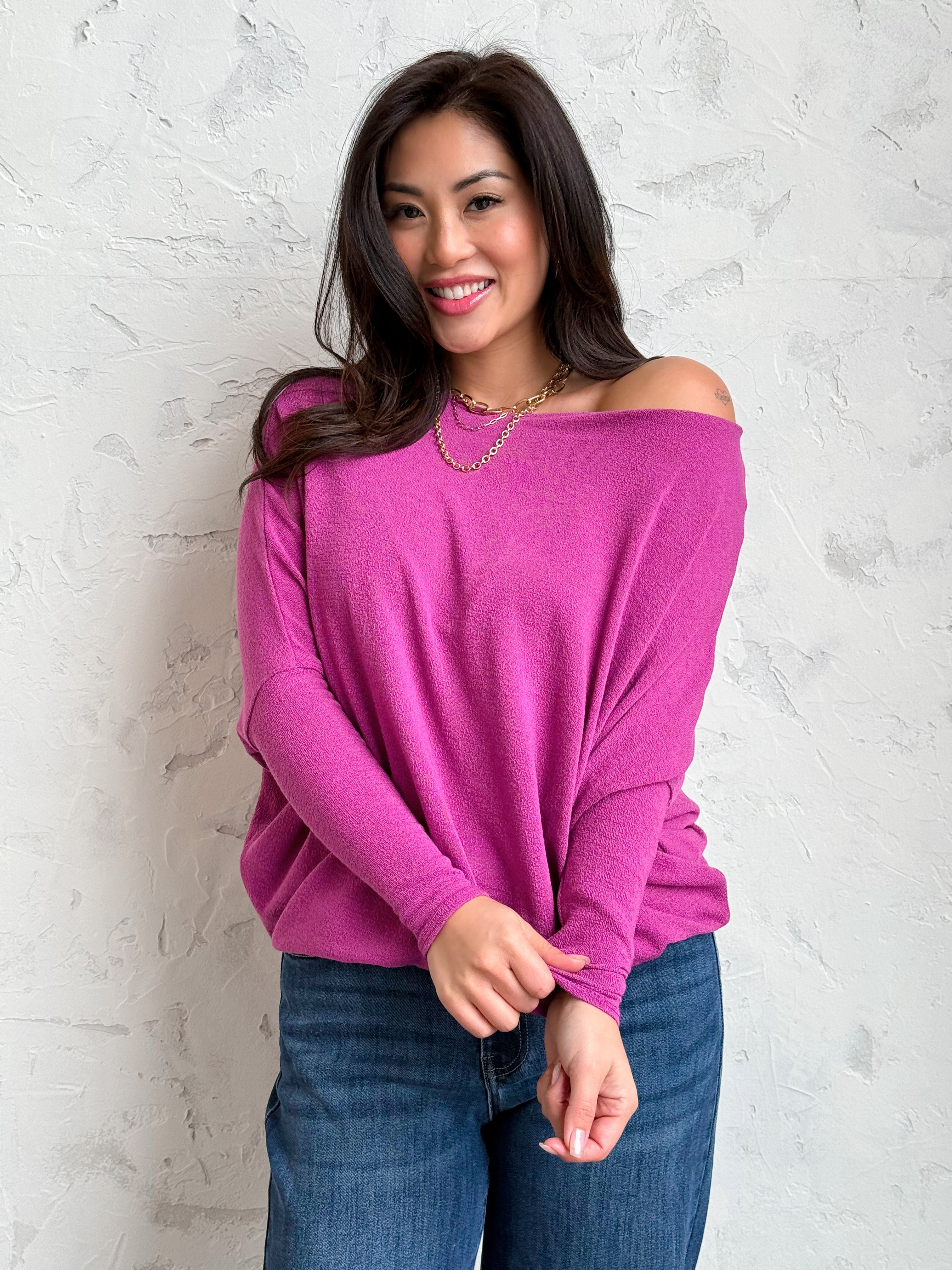 Favorite Comfy Tunic - MAGENTA - willows clothing L/S Shirt