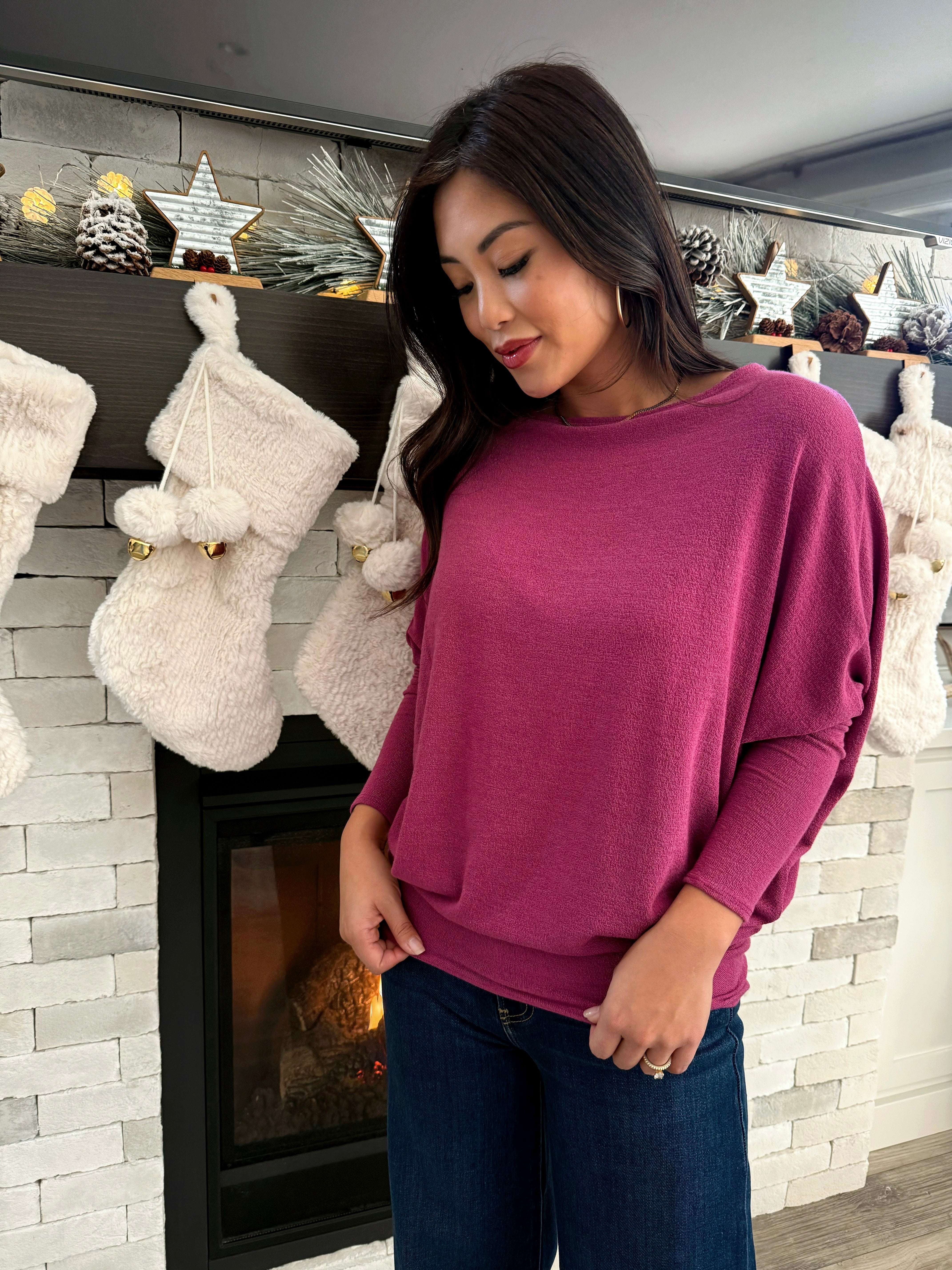 Favorite Comfy Tunic - MAGENTA - willows clothing L/S Shirt