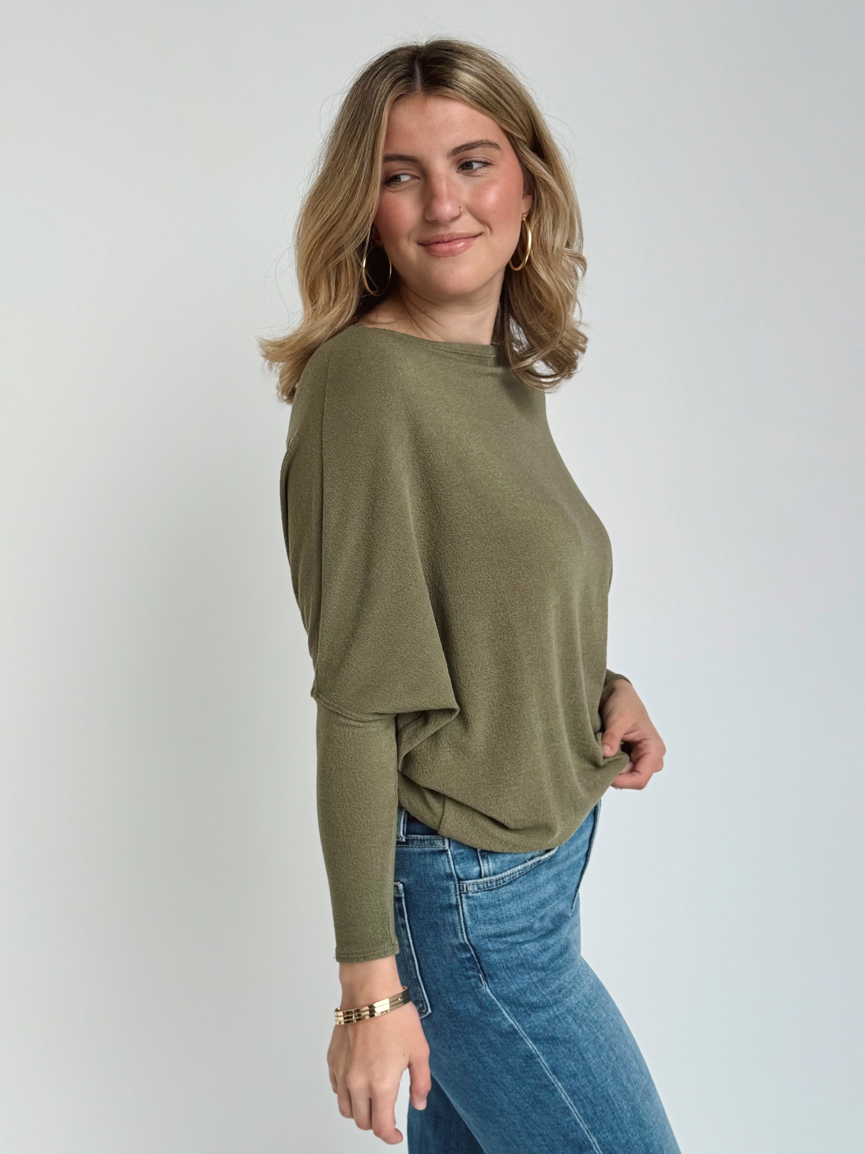 Favorite Comfy Tunic - OLIVE - willows clothing L/S Shirt