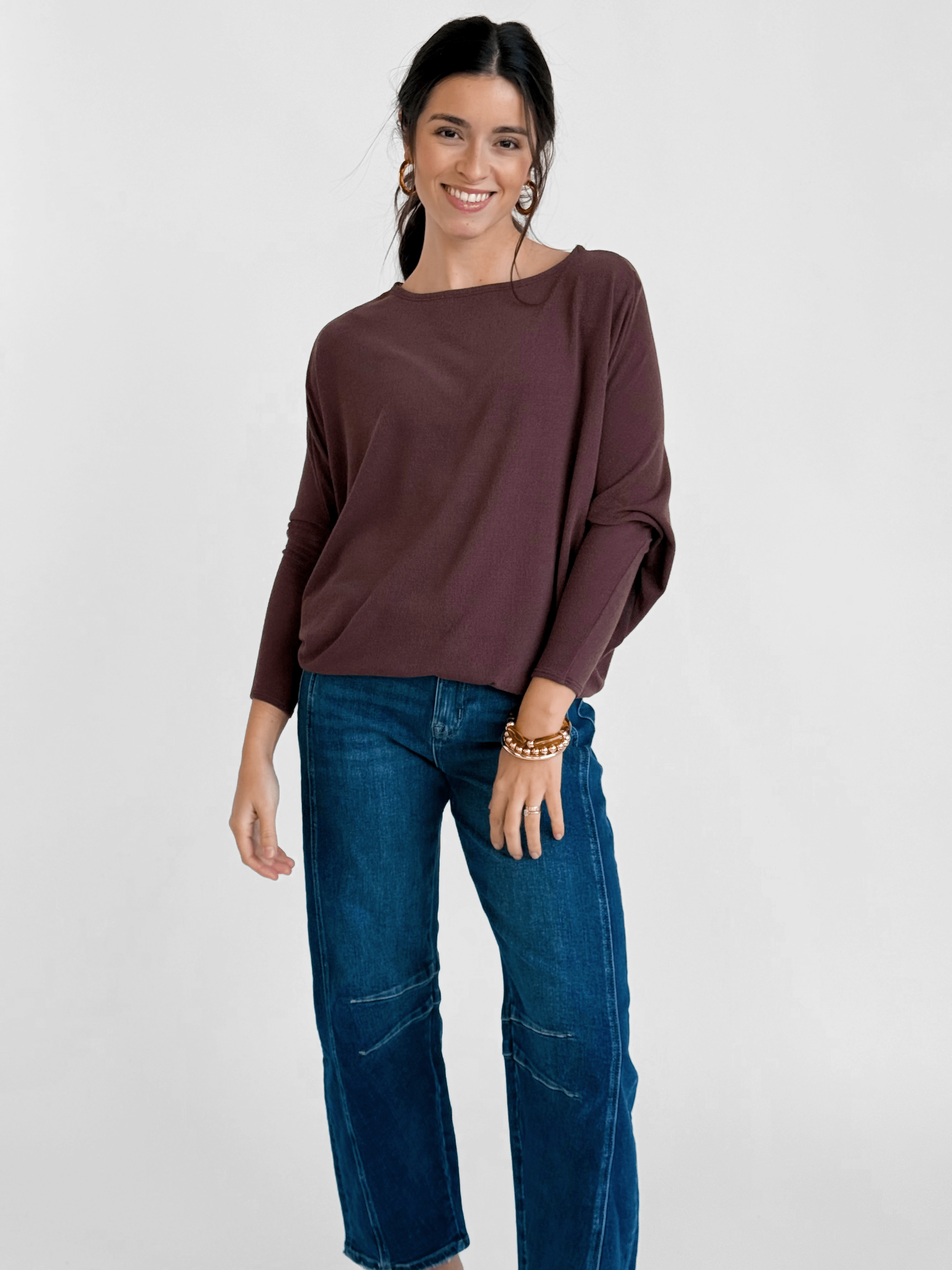 Favorite Comfy Tunic - RAISIN - willows clothing L/S Shirt