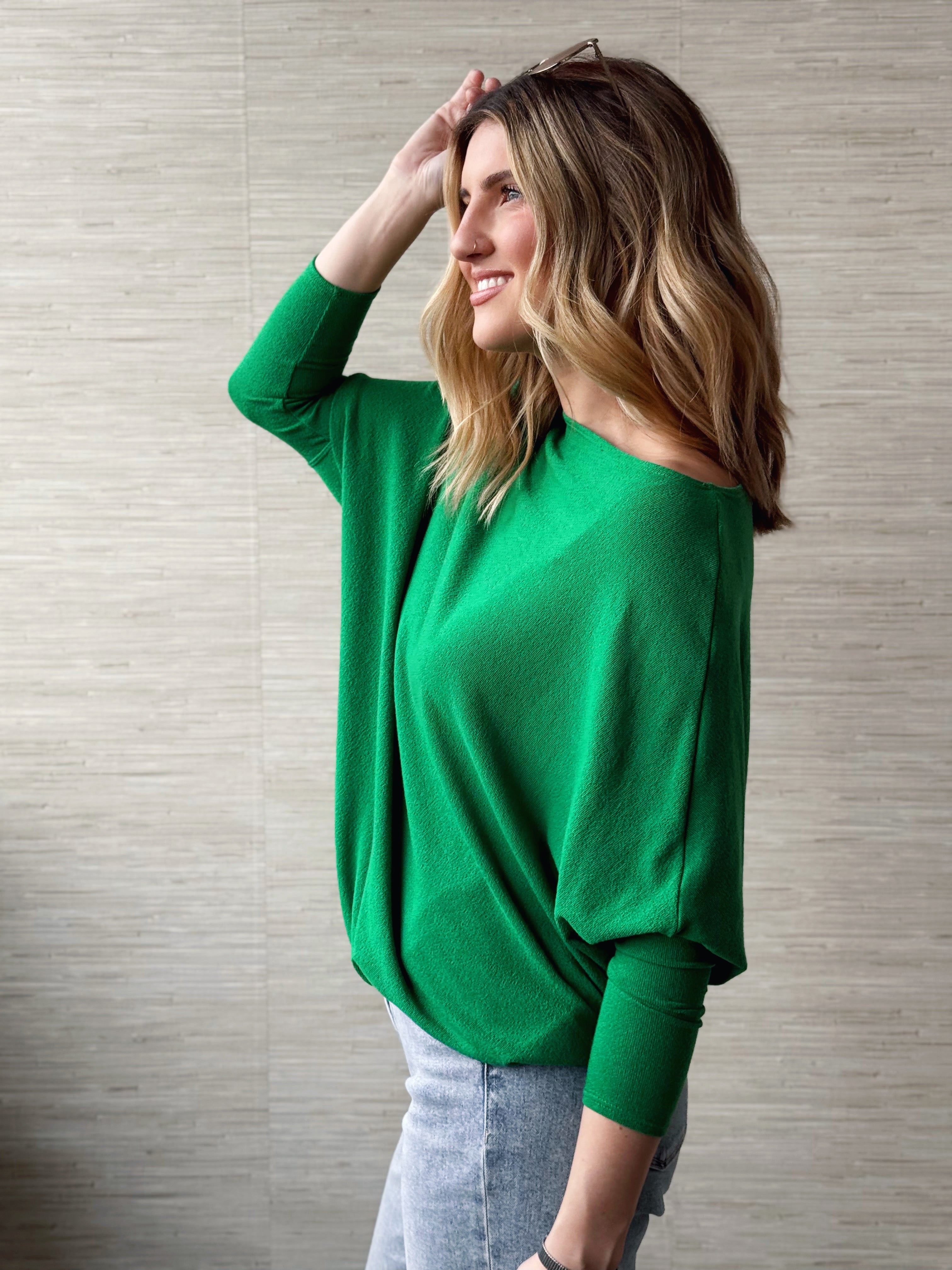 Favorite Comfy Tunic - TRUE GREEN - willows clothing L/S Shirt