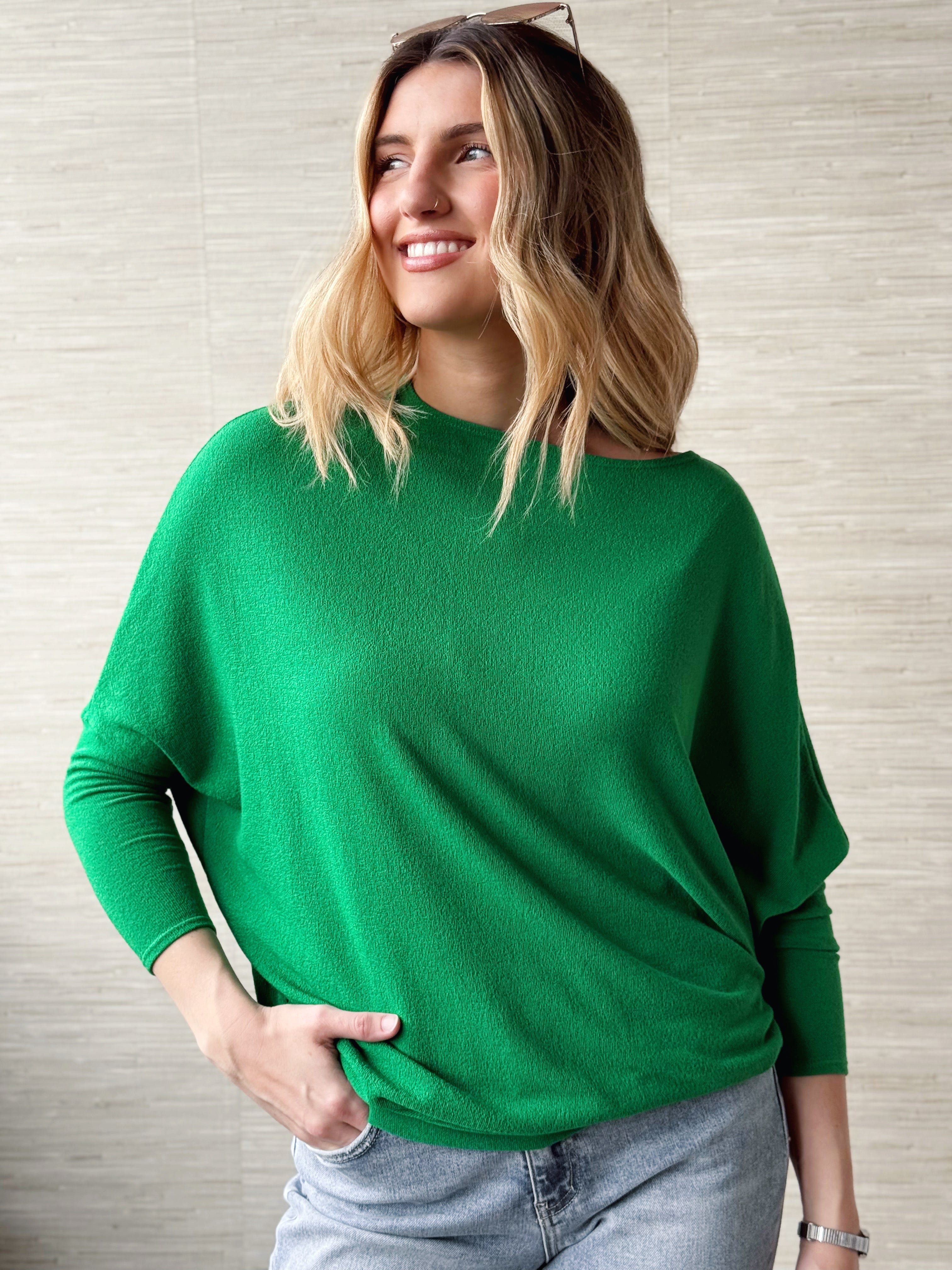 Favorite Comfy Tunic - TRUE GREEN - willows clothing L/S Shirt