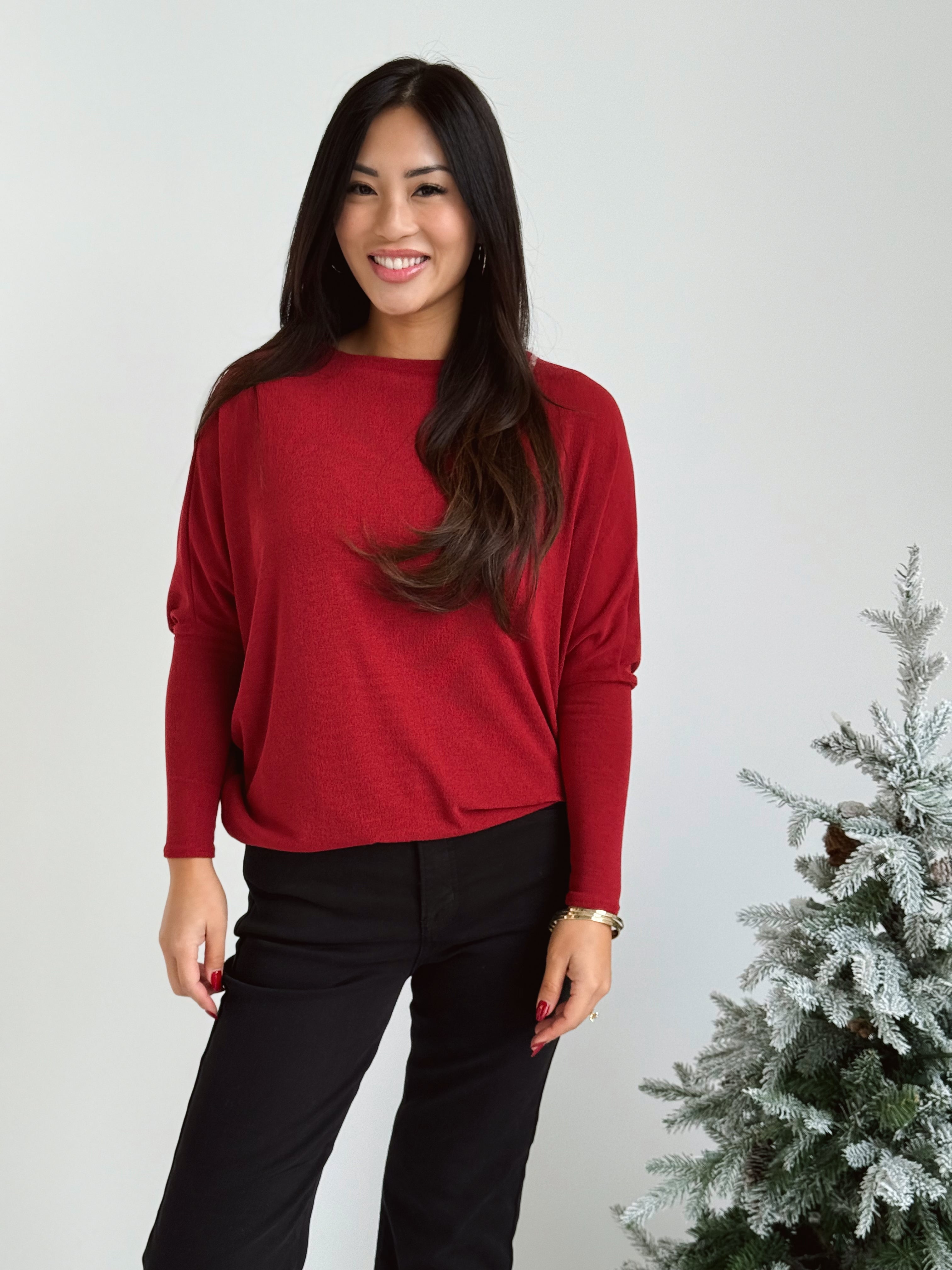 Favorite Comfy Tunic - WINERY - willows clothing L/S SHIRT