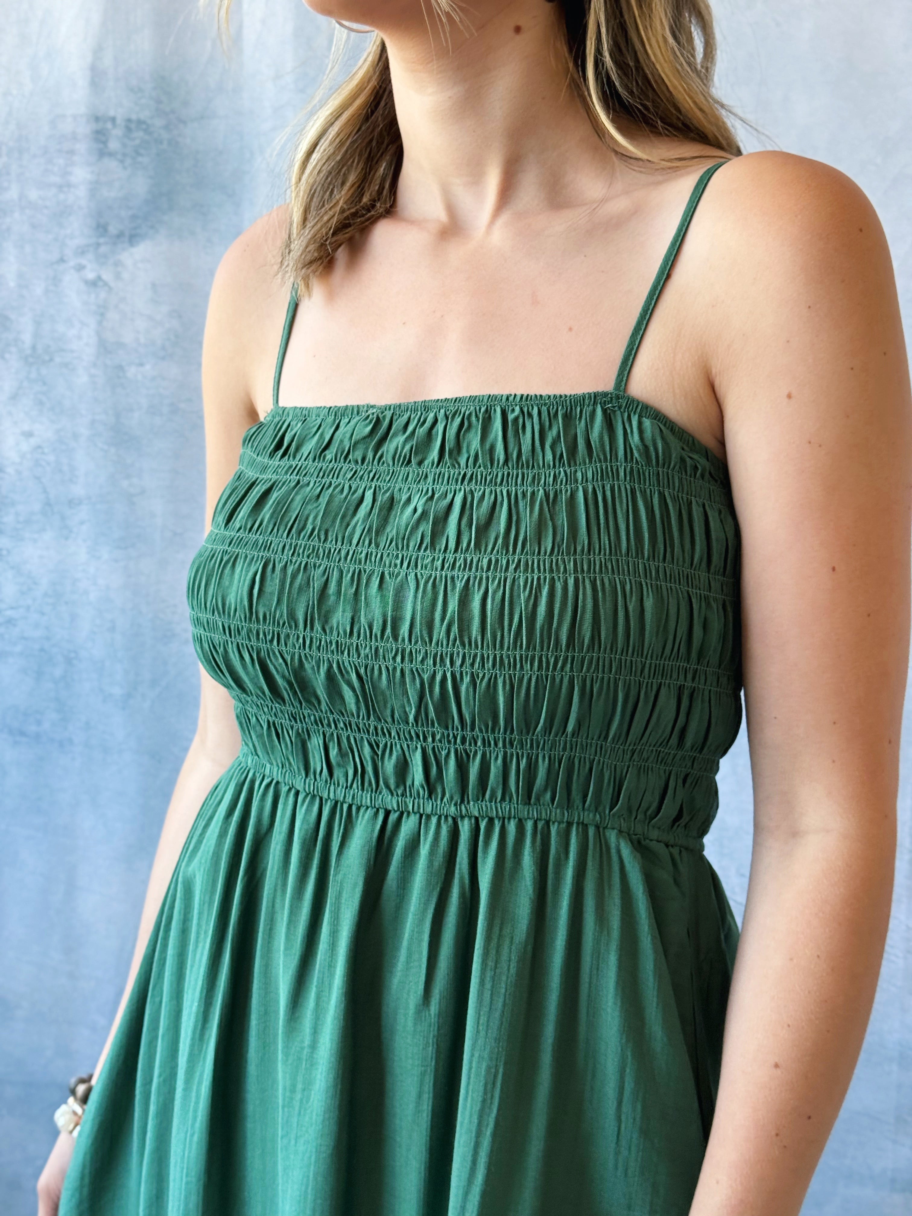 Feels Like Summer Dress - KELLY GREEN - willows clothing MIDI DRESS