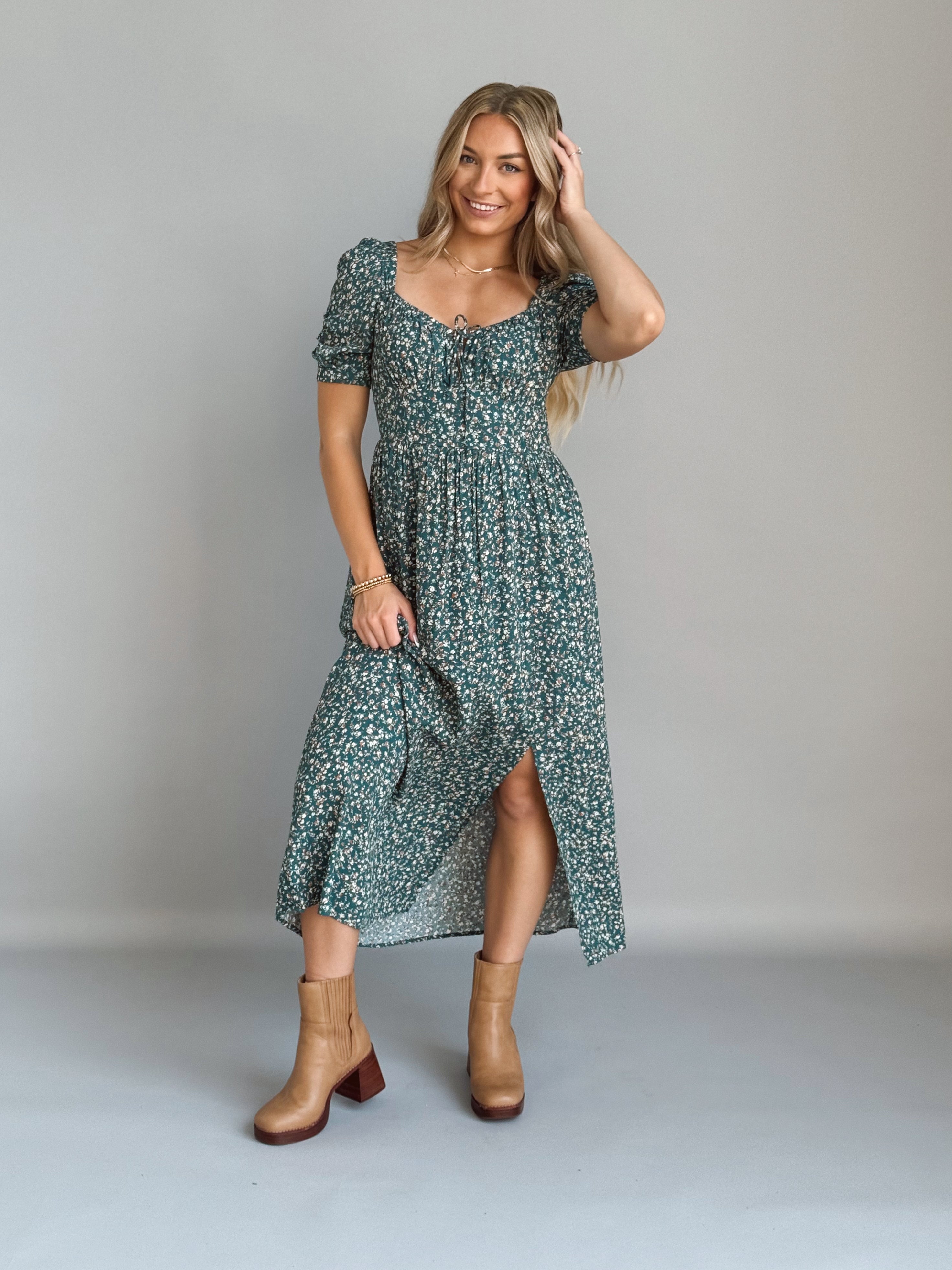 Felicity Dress - TEAL - willows clothing MIDI DRESS
