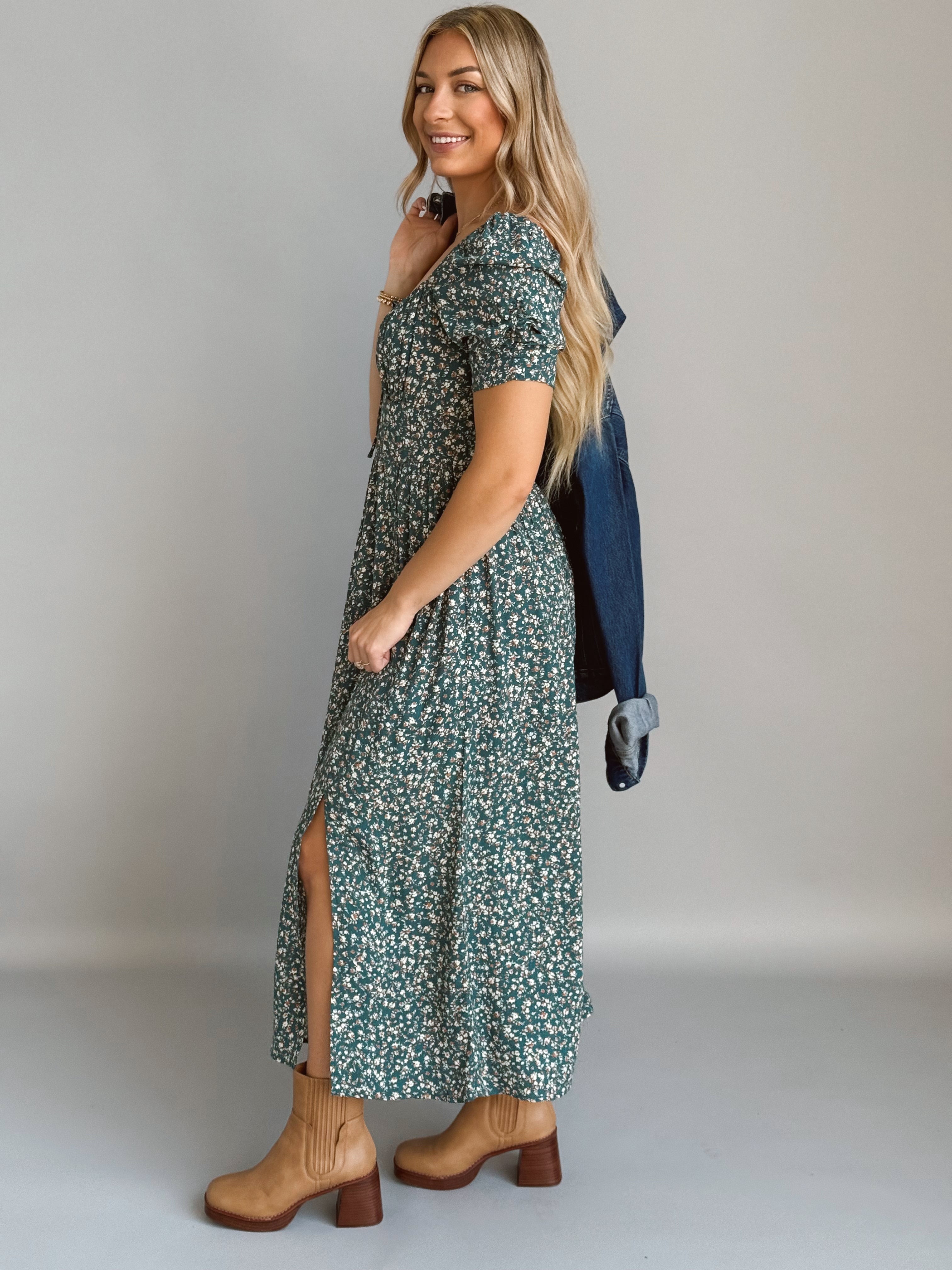 Felicity Dress - TEAL - willows clothing MIDI DRESS