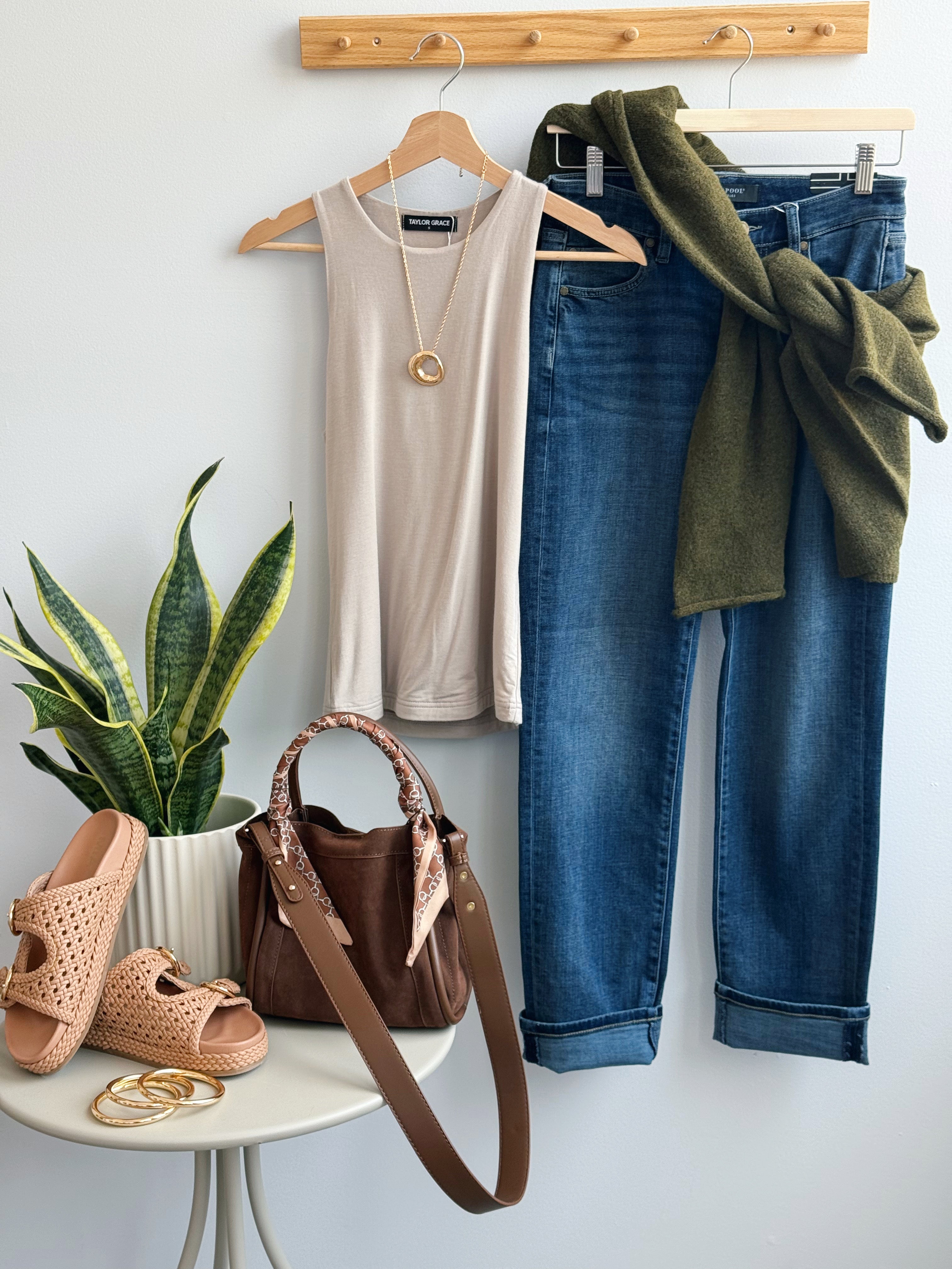 Final Touch High Neck Tank - FOG - willows clothing TANK