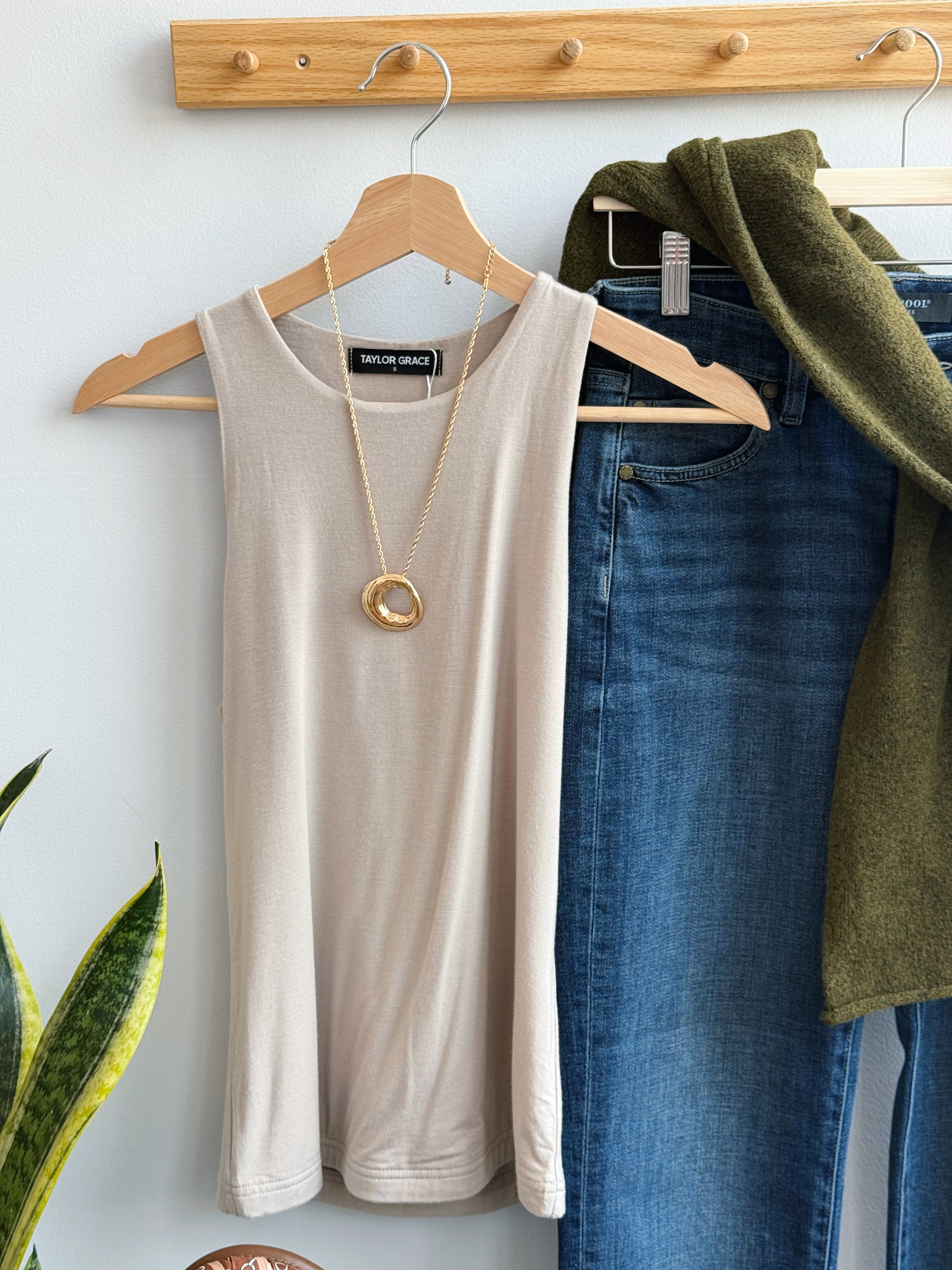 Final Touch High Neck Tank - FOG - willows clothing TANK