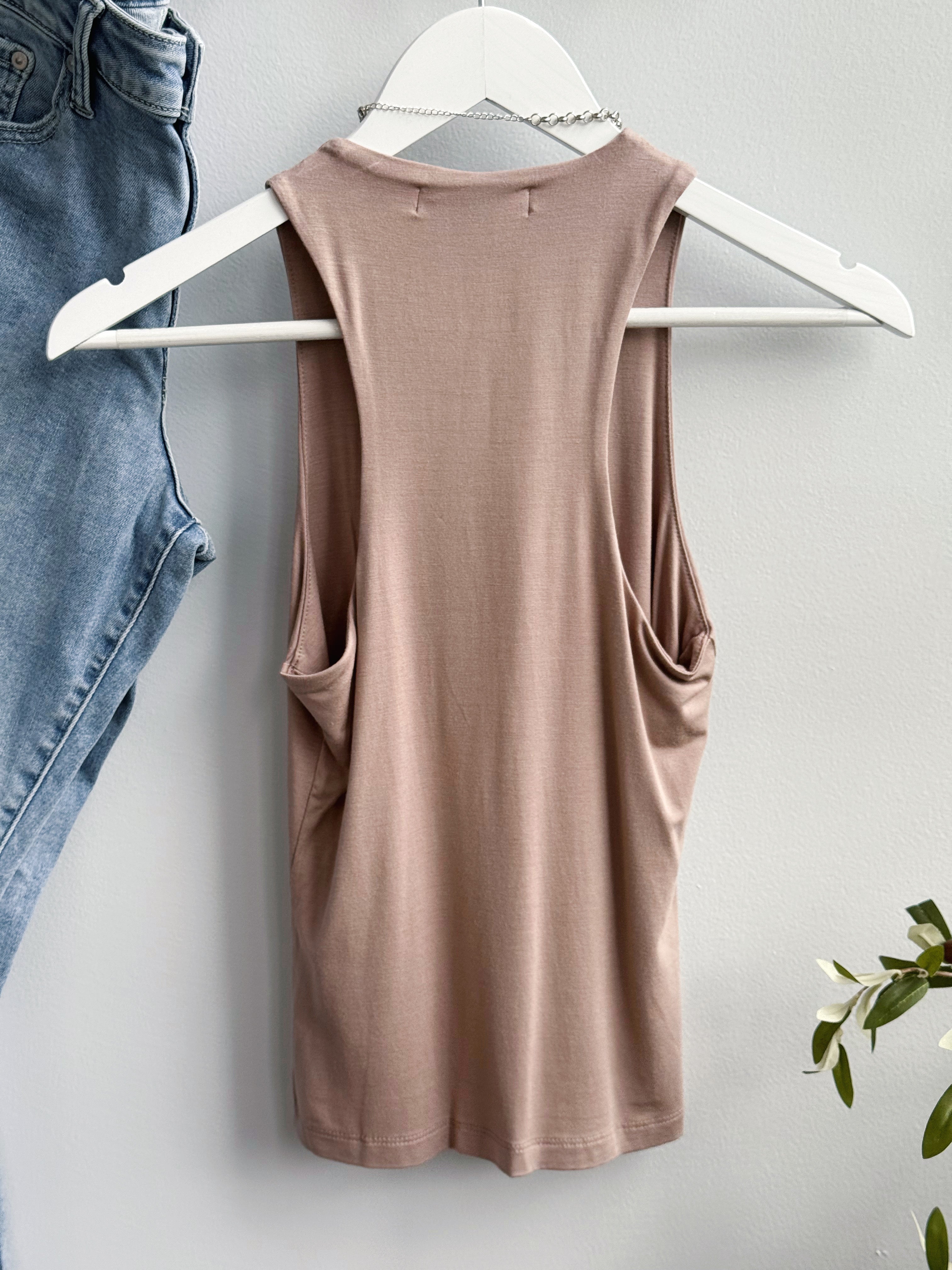 Final Touch High Neck Tank - TAUPE - willows clothing TANK