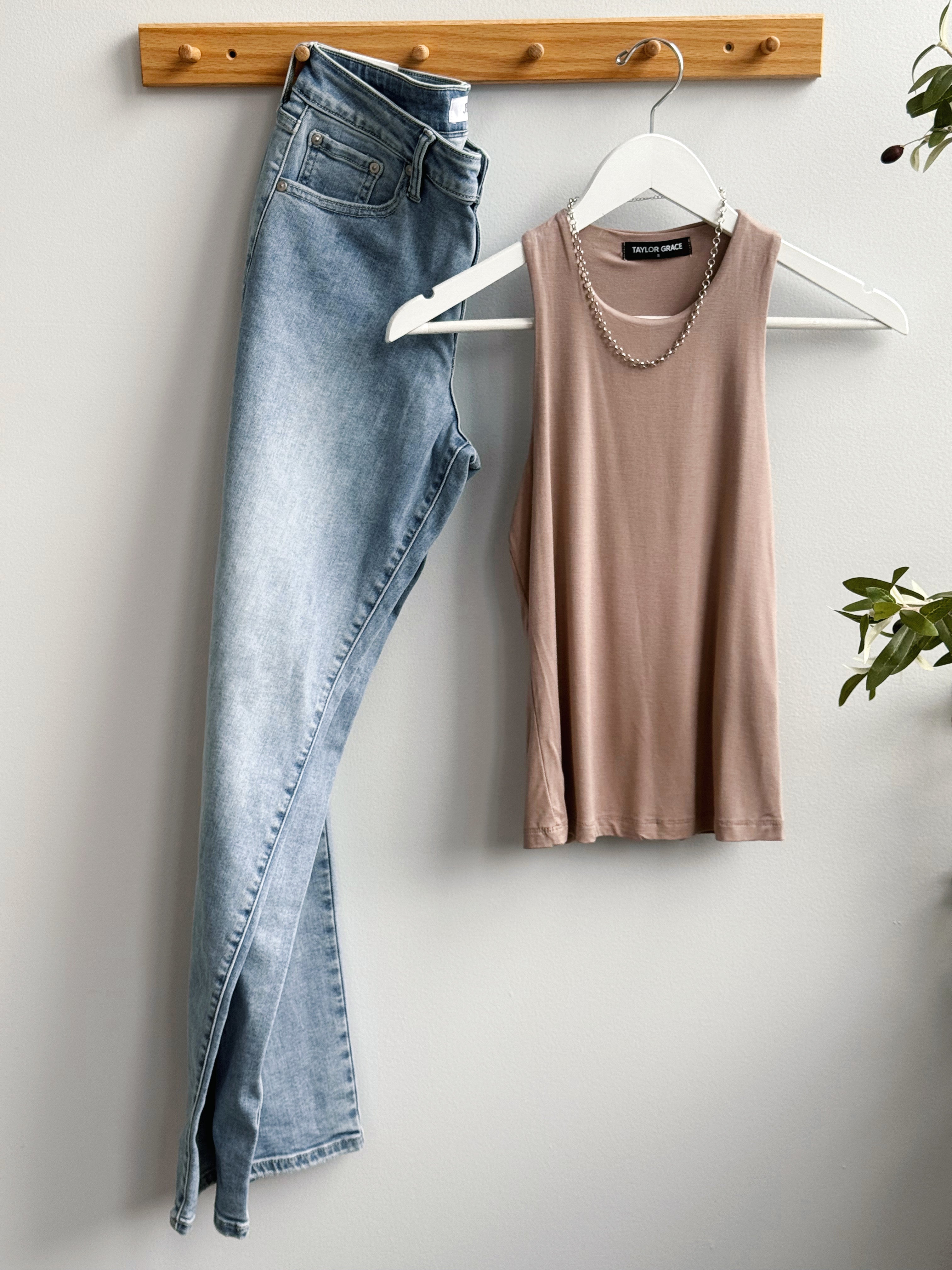 Final Touch High Neck Tank - TAUPE - willows clothing TANK