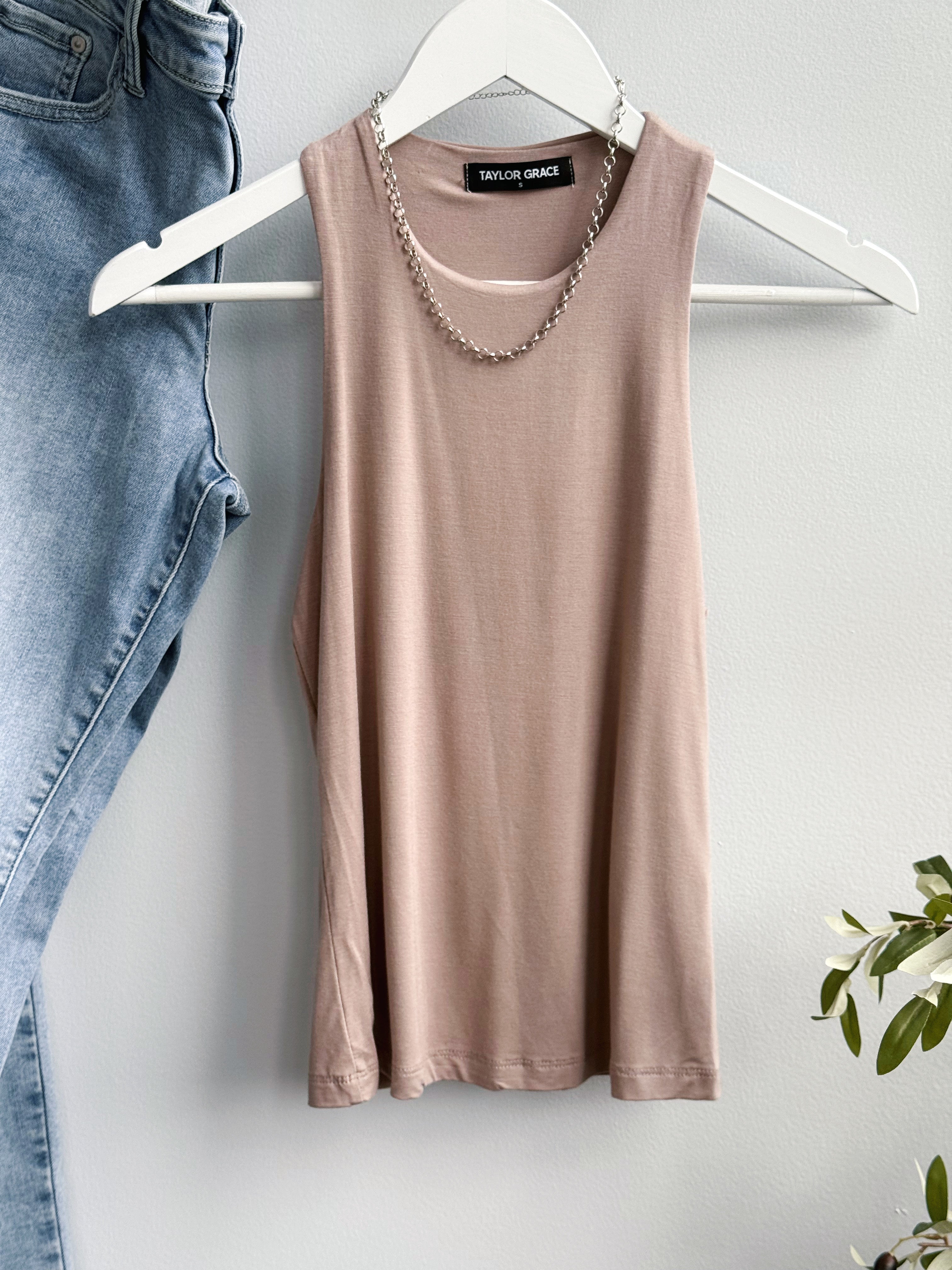 Final Touch High Neck Tank - TAUPE - willows clothing TANK