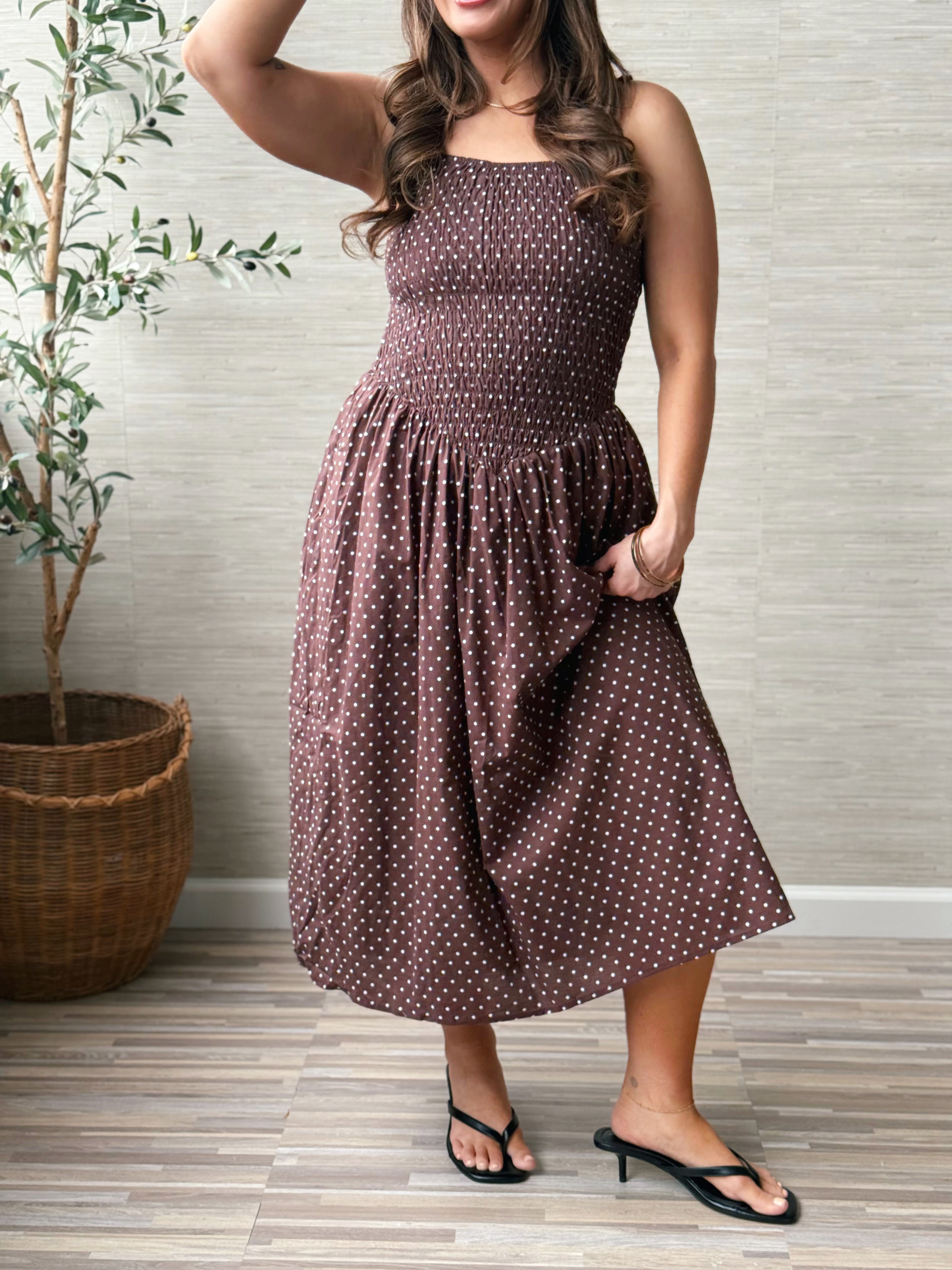 Finley Dress - MOCHA - willows clothing MIDI DRESS