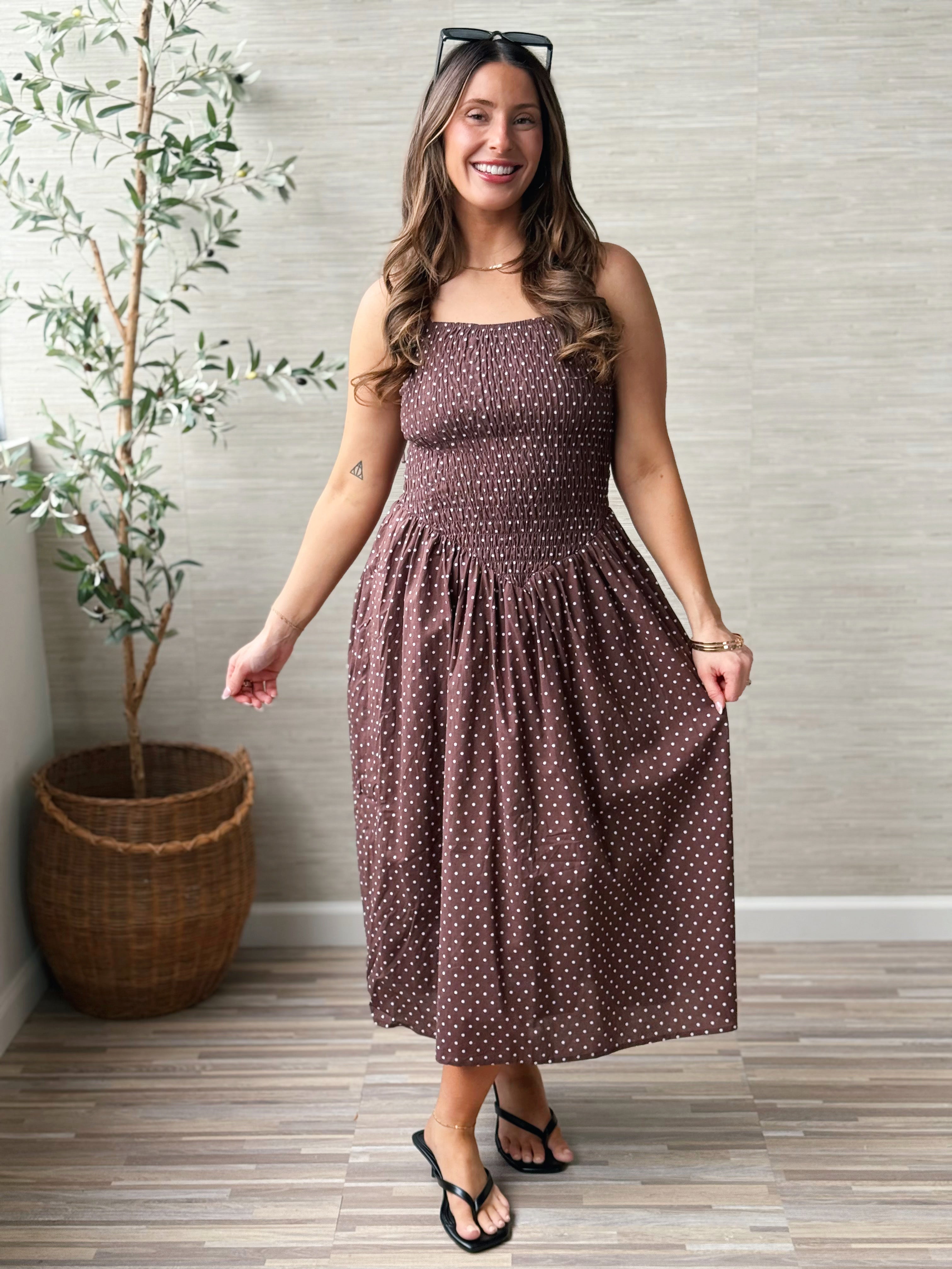 Finley Dress - MOCHA - willows clothing MIDI DRESS