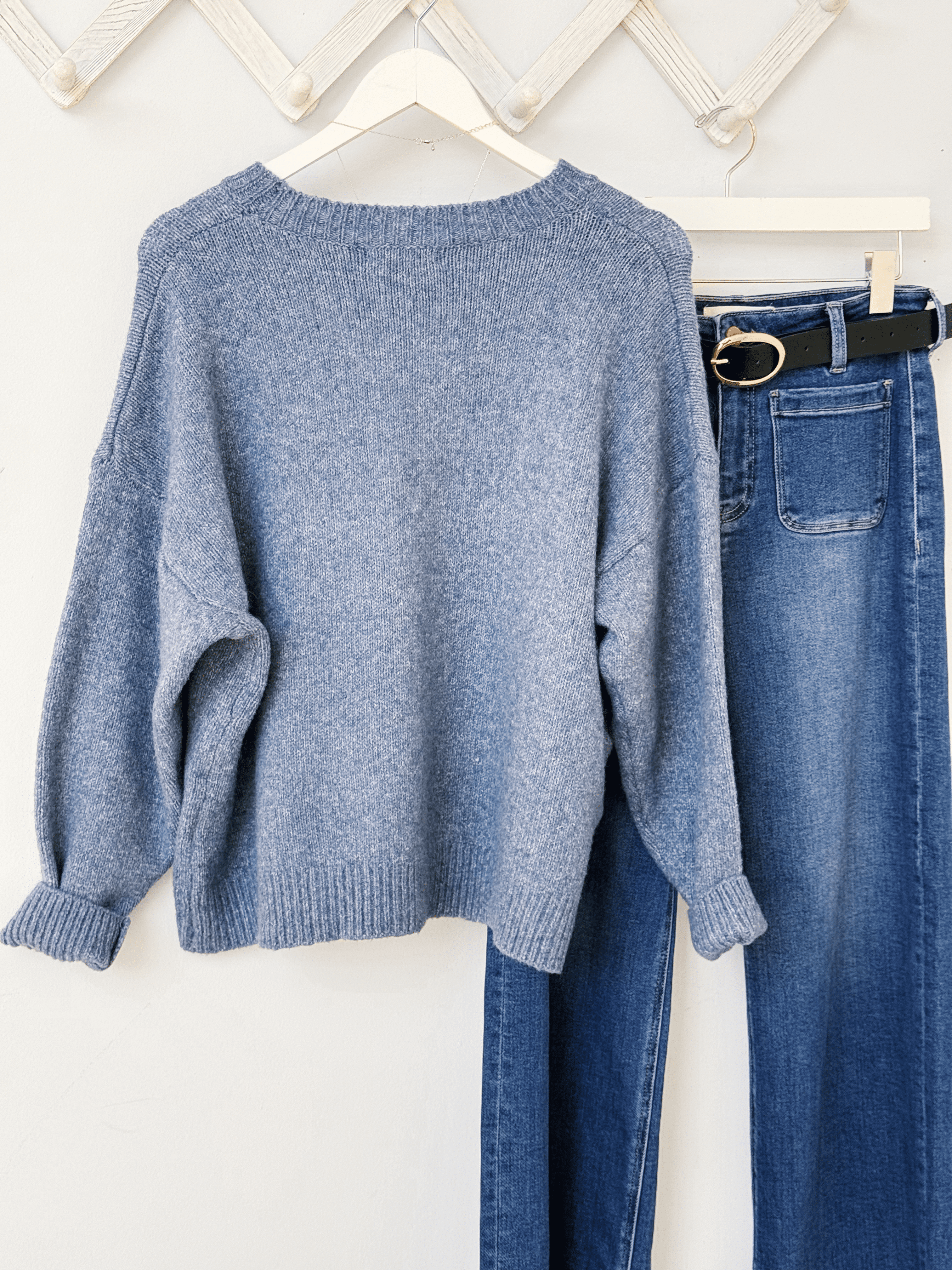 Fishing Bear Sweater - BLUE - willows clothing SWEATER