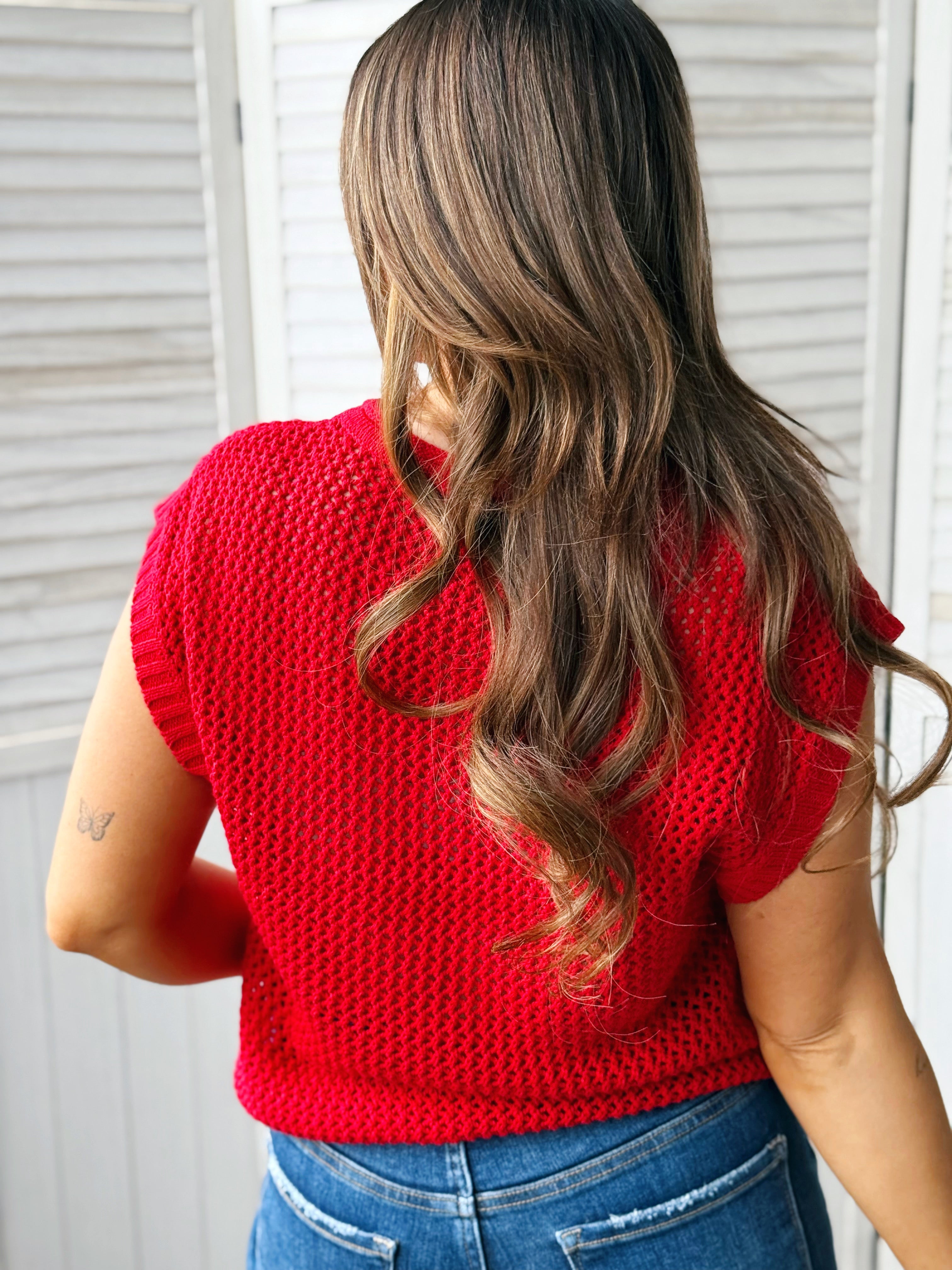 Flag Sweater Tank - RED - willows clothing S/S SHIRT