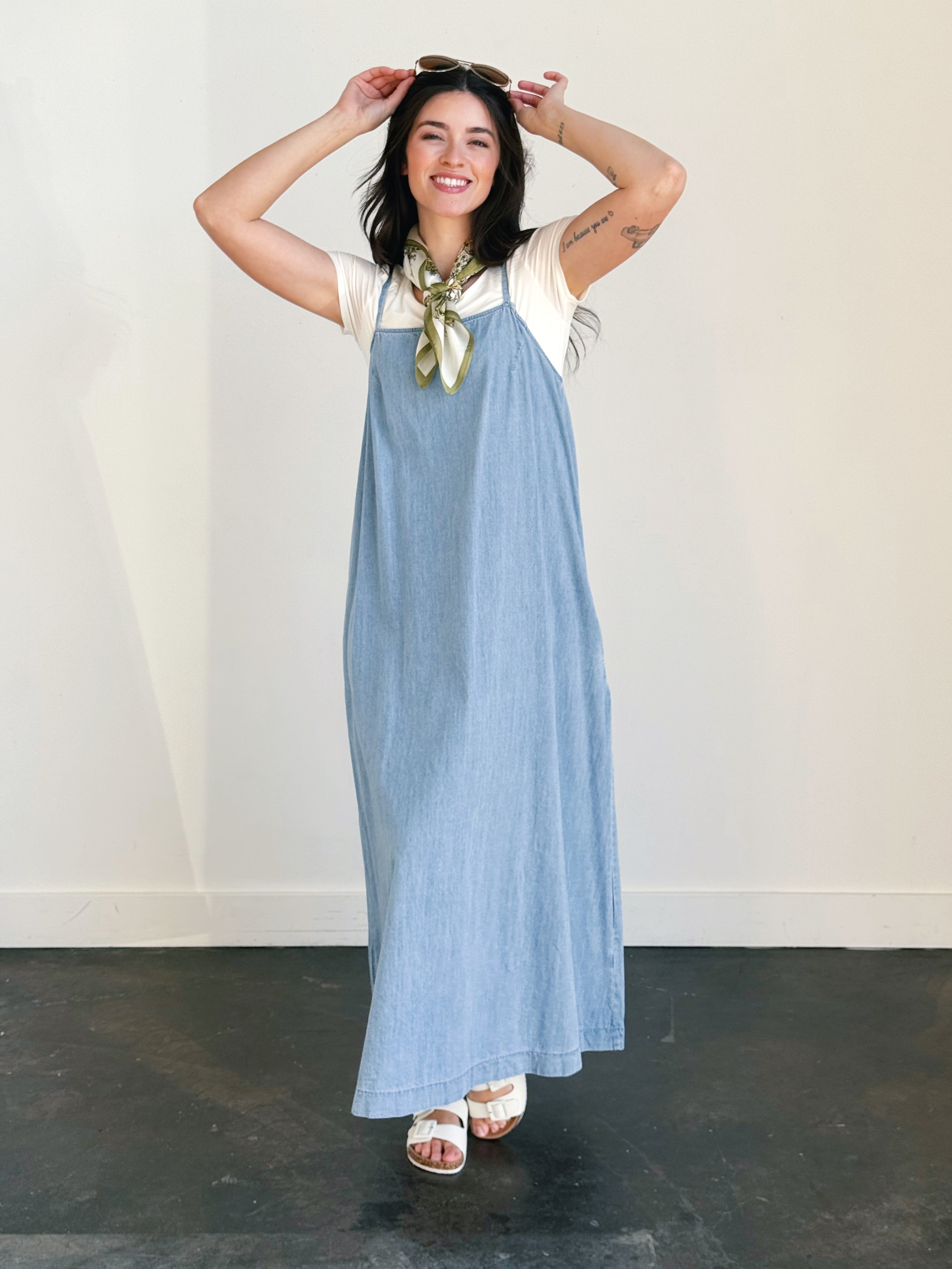 Florence Dress - DENIM - willows clothing Long Dress