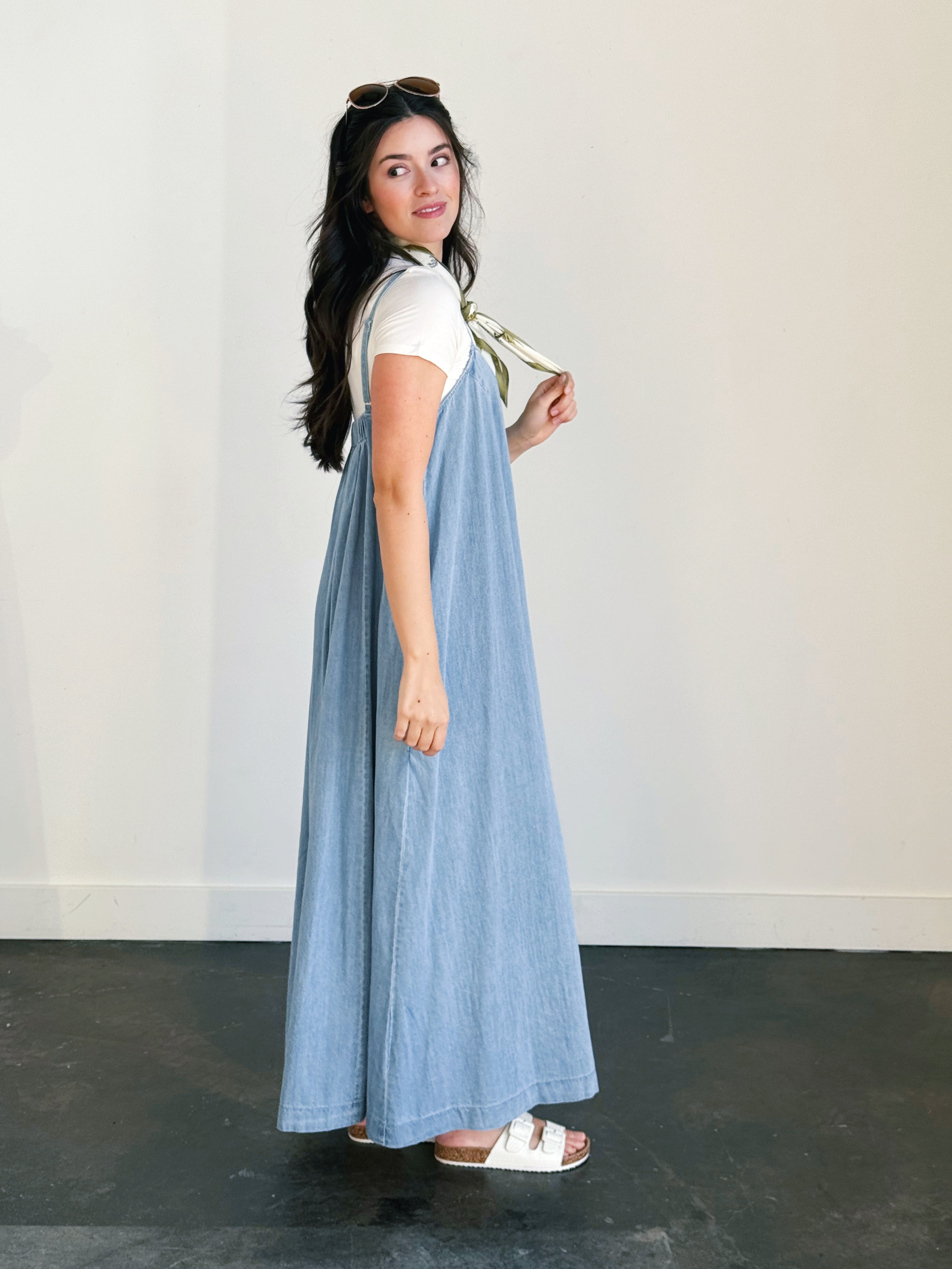 Florence Dress - DENIM - willows clothing Long Dress